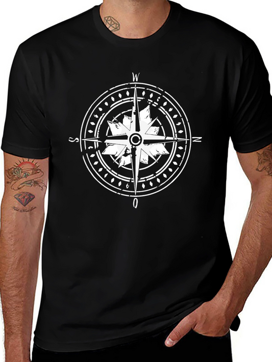 Nautical Compass Graphic Black T-Shirt