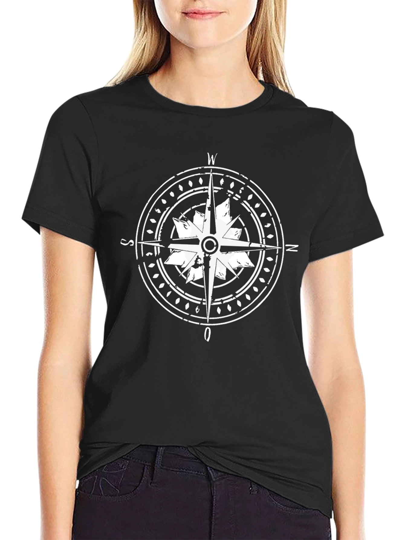Nautical Compass Graphic Black T-Shirt
