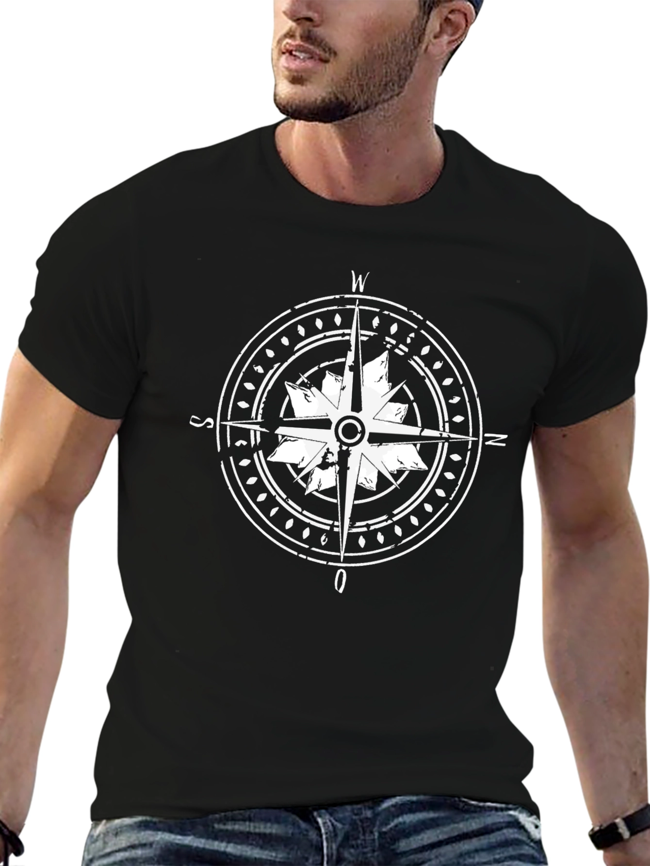 Nautical Compass Graphic Black T-Shirt