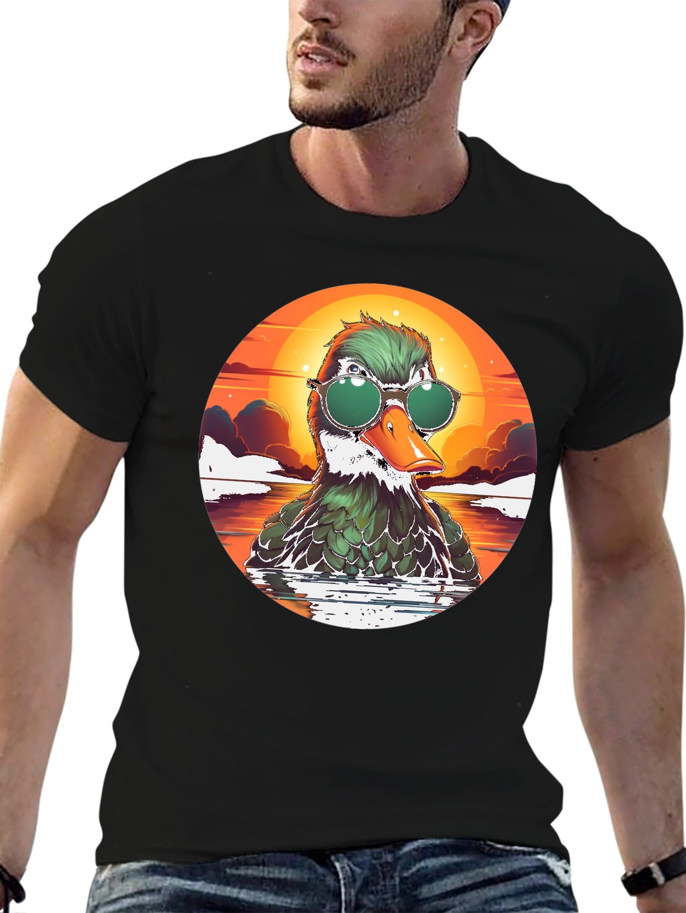 Cool Duck Tee - Retro Sunset Style