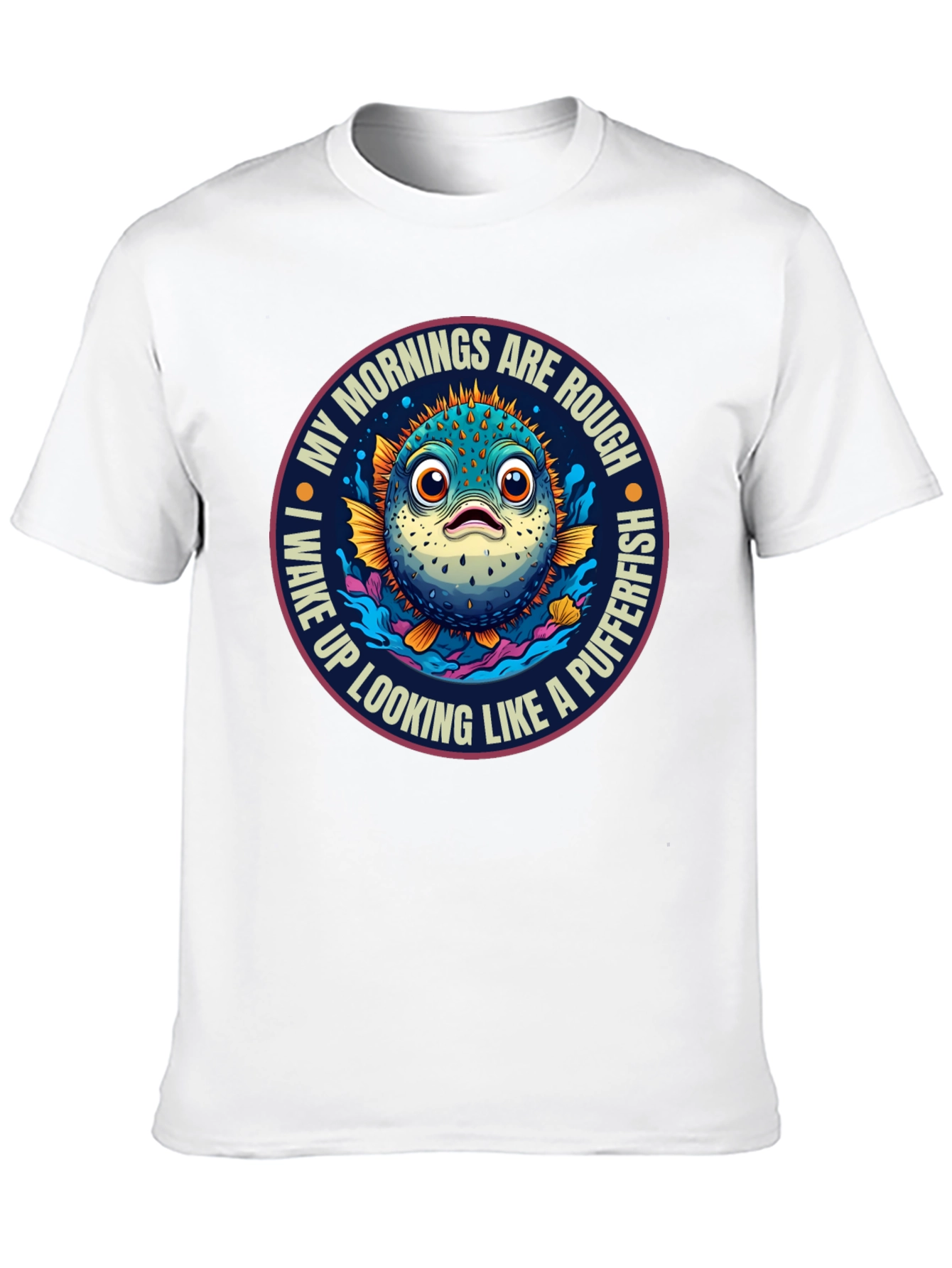 Rough Morning Pufferfish Graphic Tee