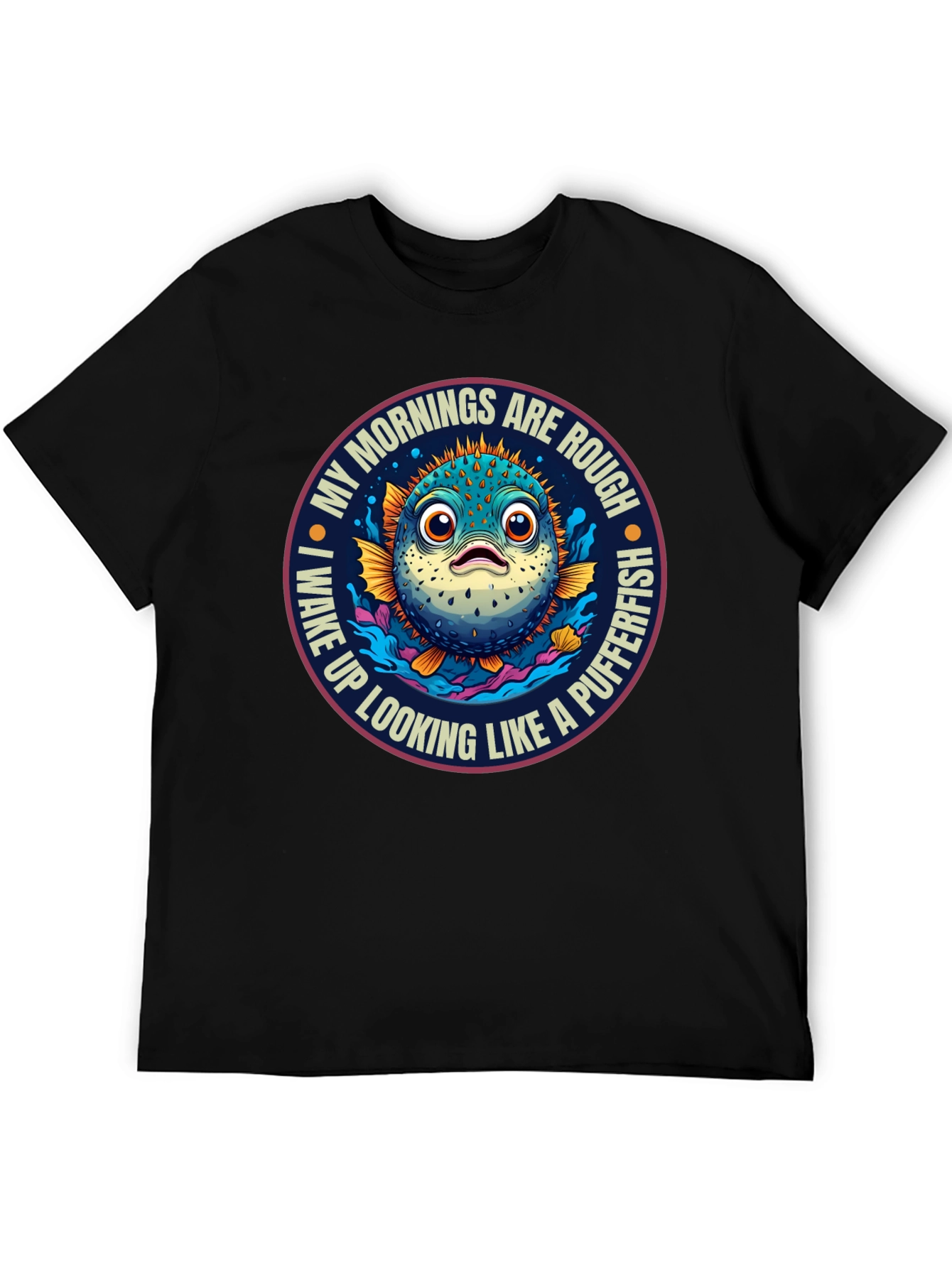 Rough Morning Pufferfish Graphic Tee