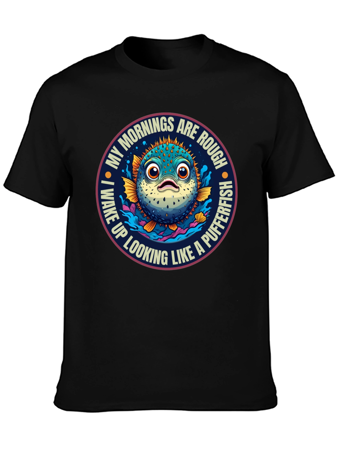 Rough Morning Pufferfish Graphic Tee