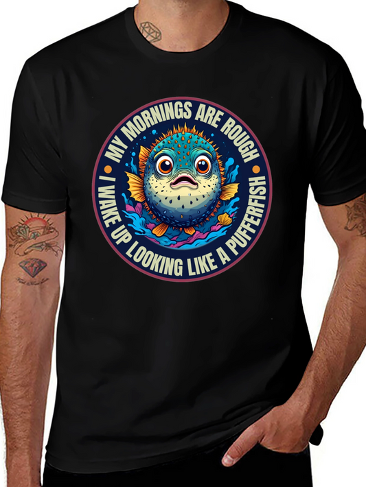Rough Morning Pufferfish Graphic Tee