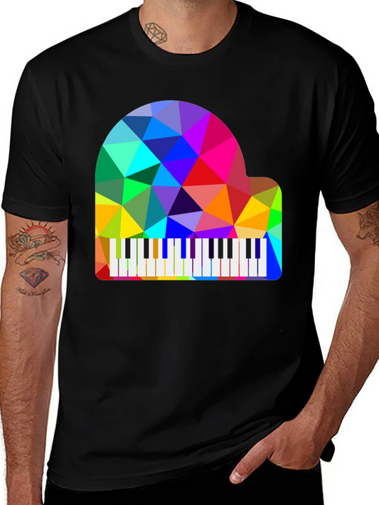Colorful Geometric Piano Graphic T-Shirt