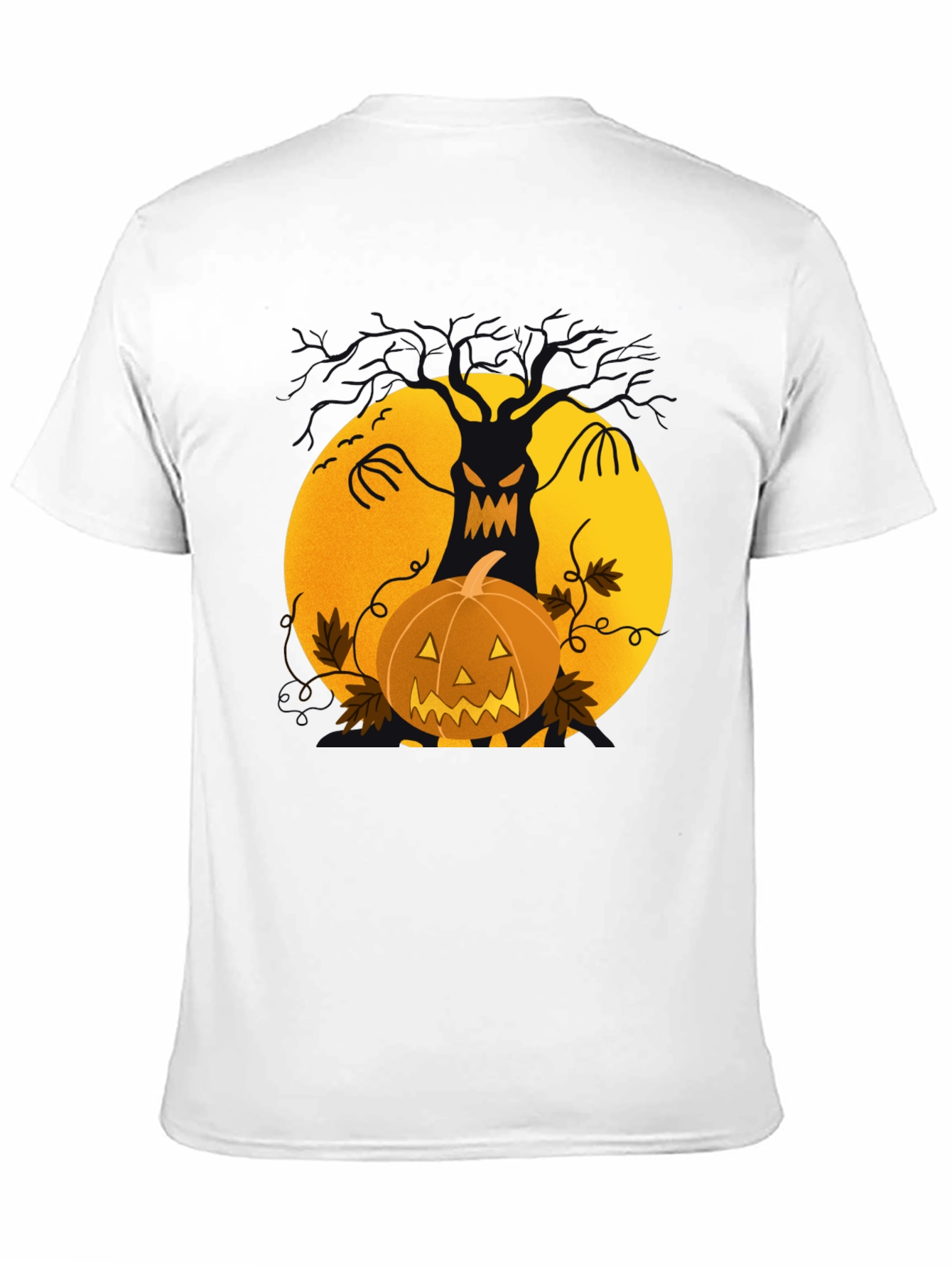Halloween Tree & Pumpkin Black T-Shirt