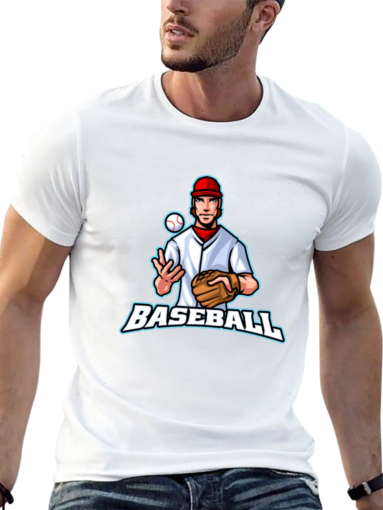 Baseball Player Graphic Tee - Black