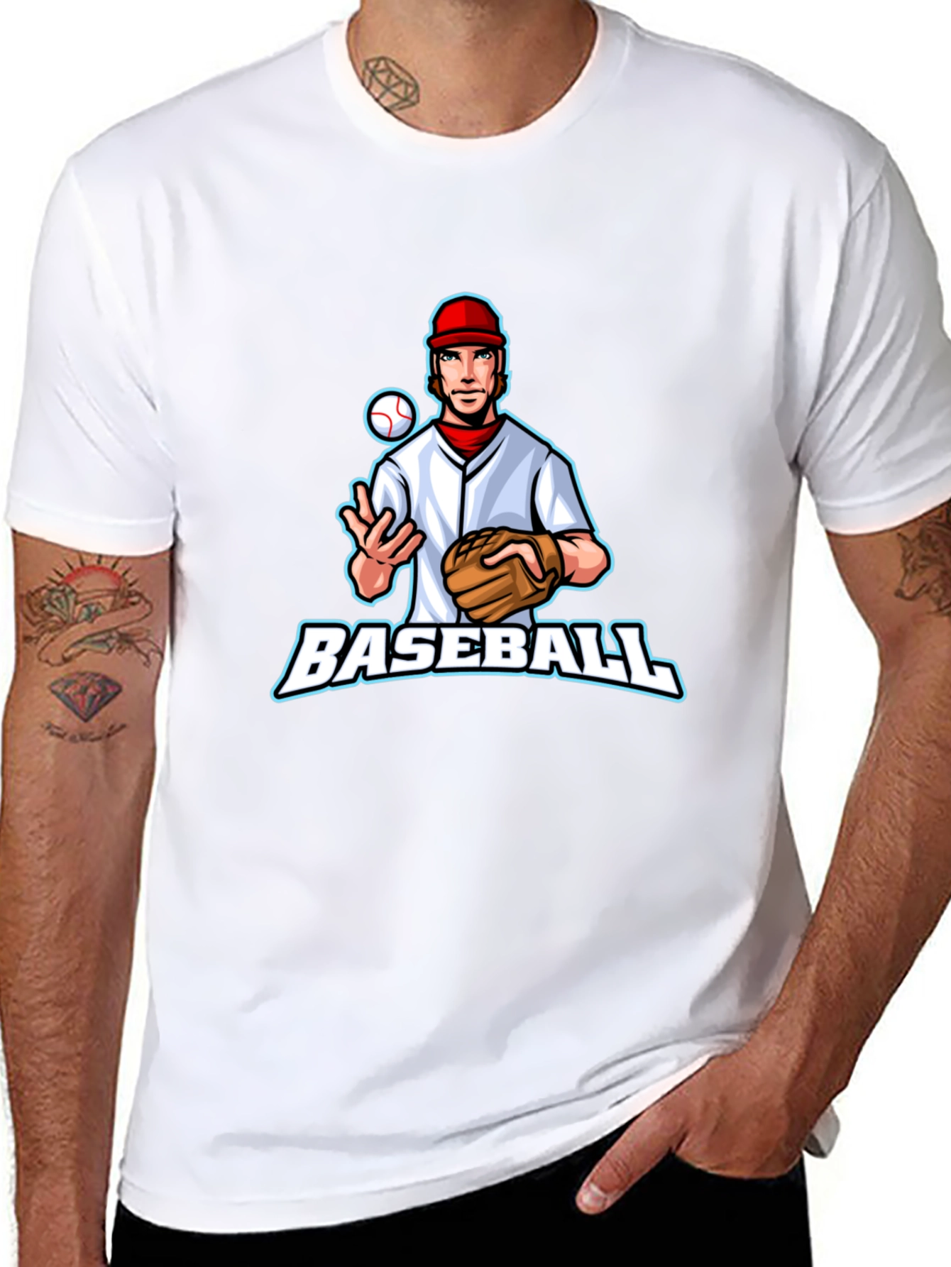 Baseball Player Graphic Tee - Black