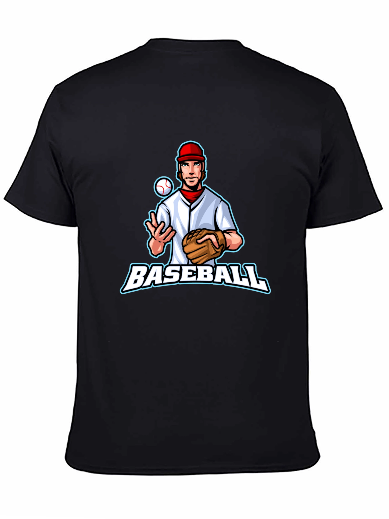 Baseball Player Graphic Tee - Black