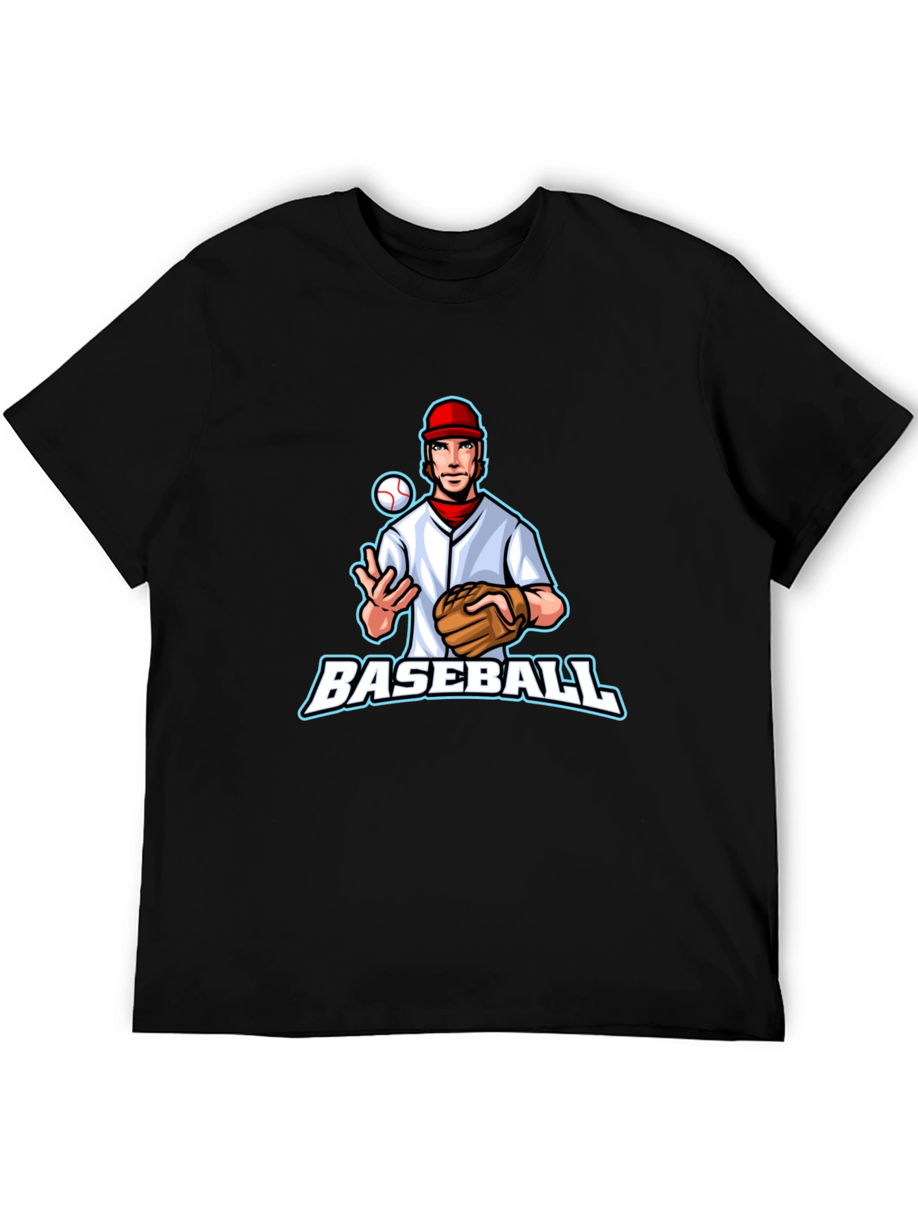 Baseball Player Graphic Tee - Black