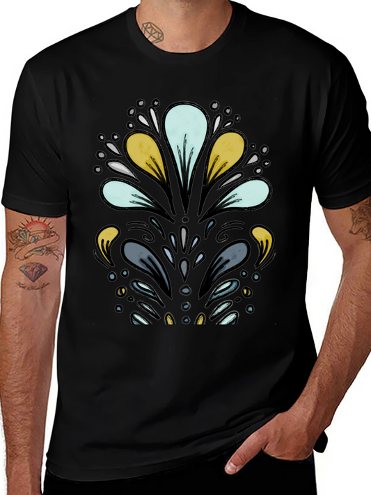 Abstract Floral Black T-Shirt