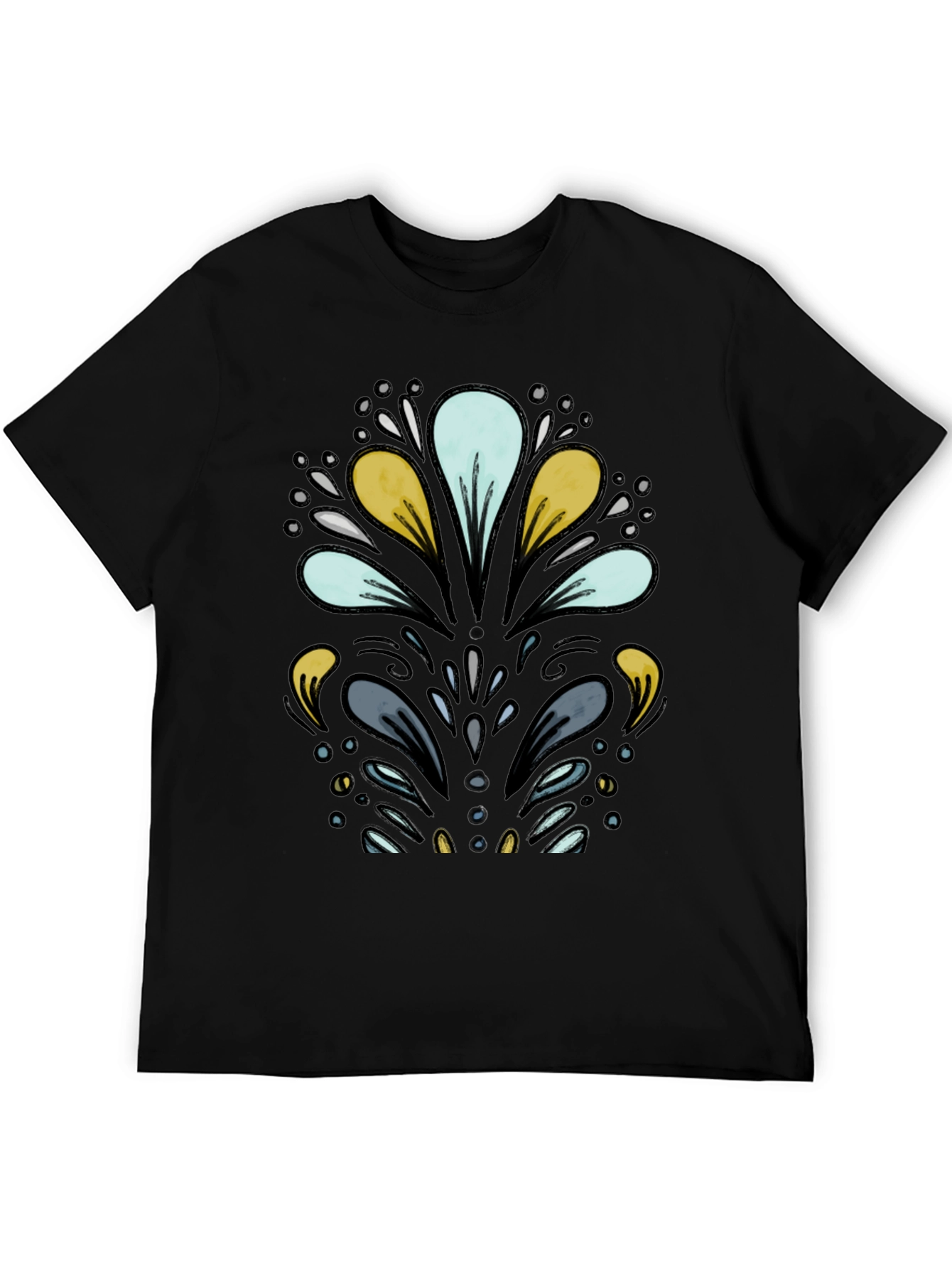 Abstract Floral Black T-Shirt