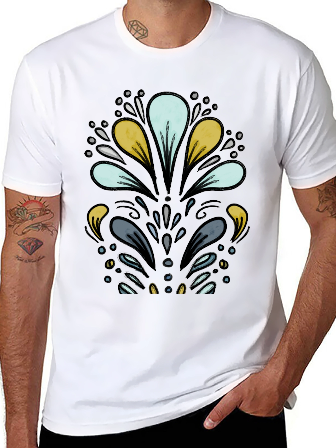 Abstract Floral Black T-Shirt