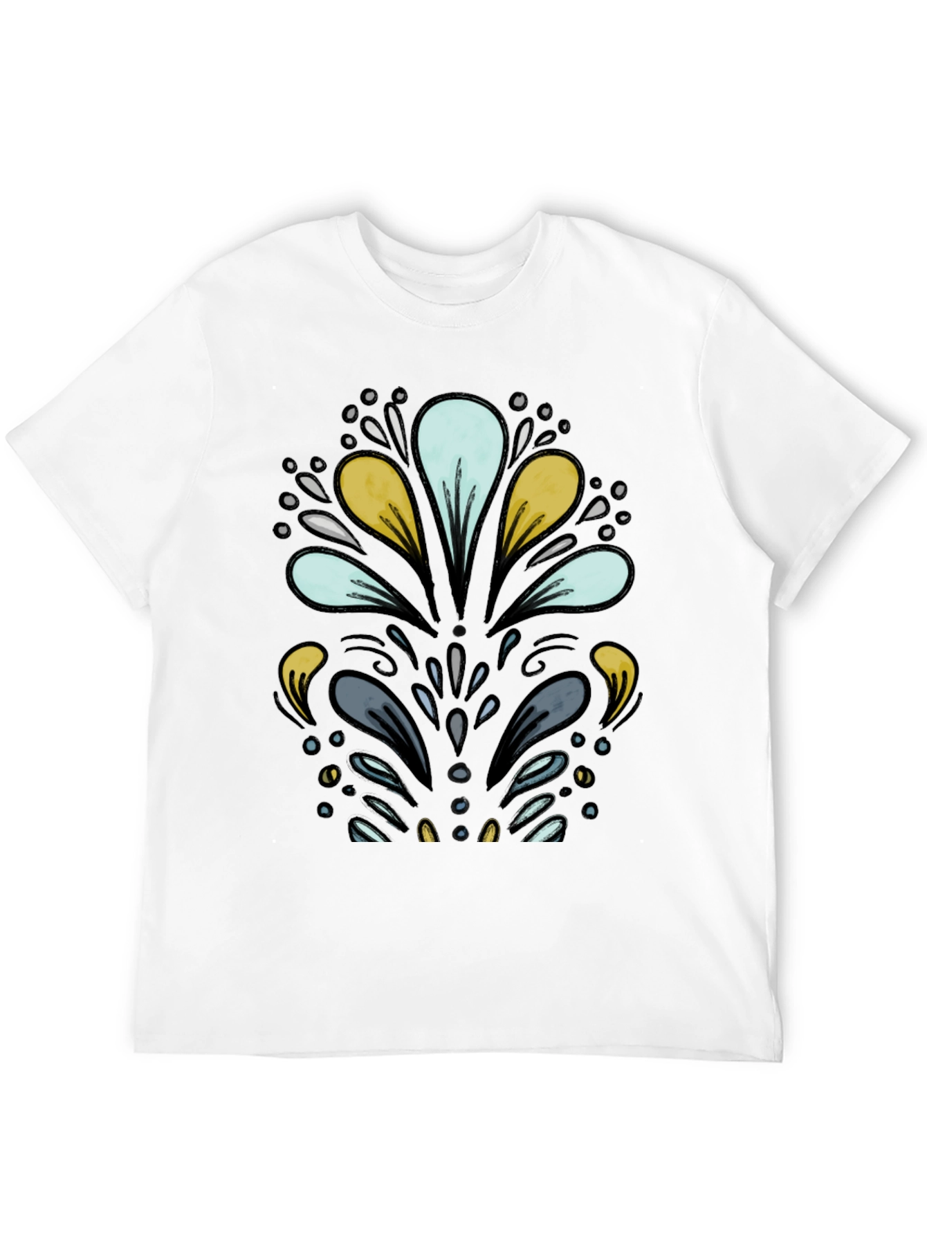 Abstract Floral Black T-Shirt