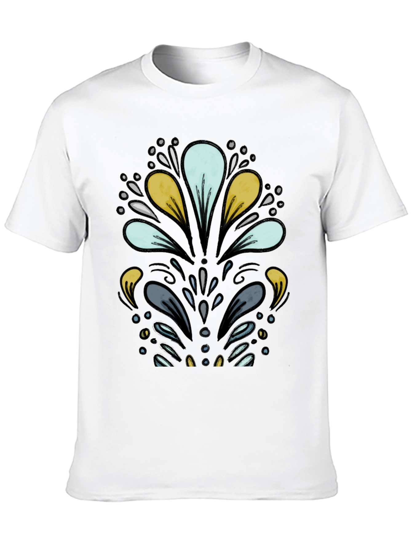 Abstract Floral Black T-Shirt