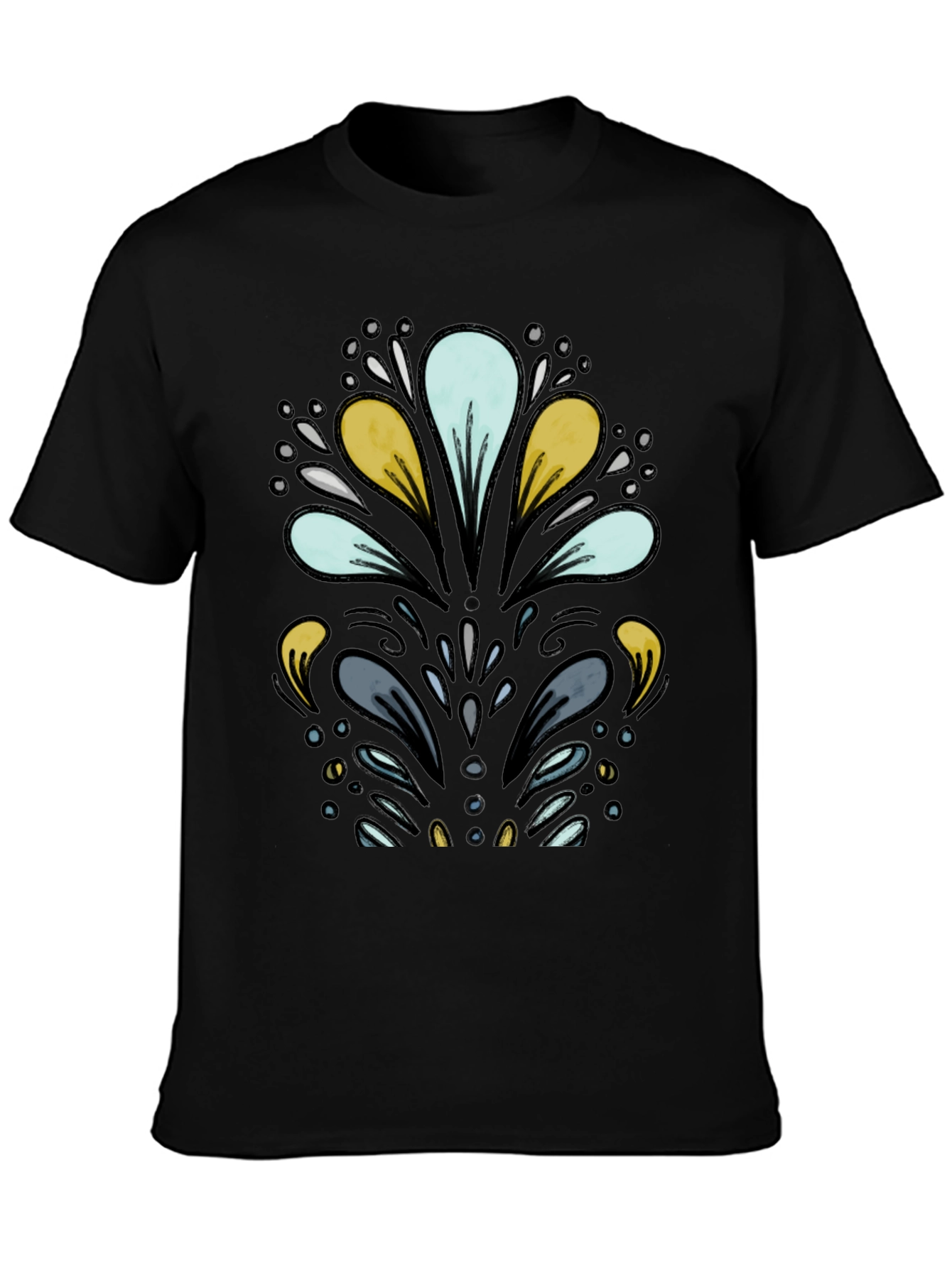 Abstract Floral Black T-Shirt