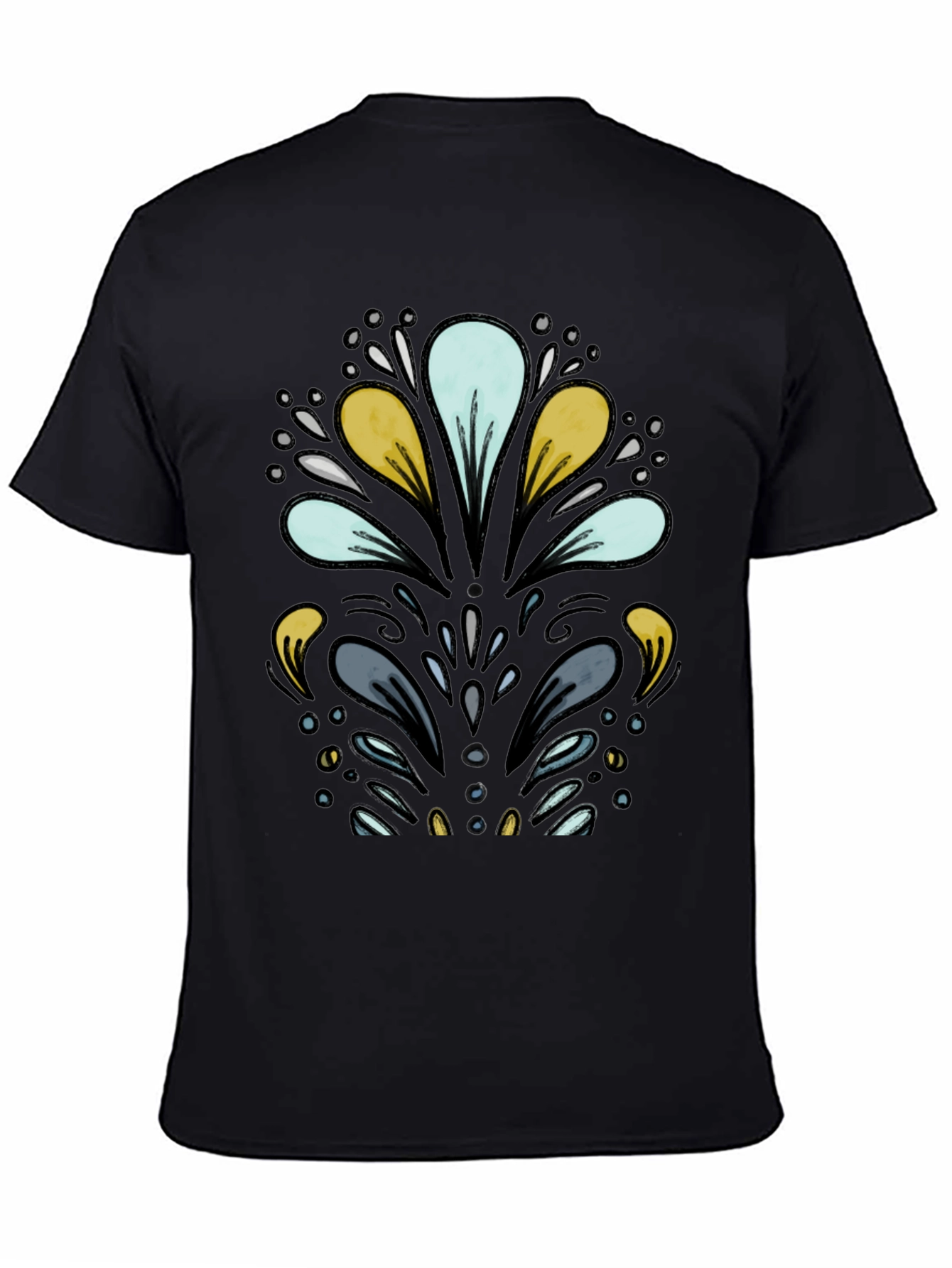 Abstract Floral Black T-Shirt