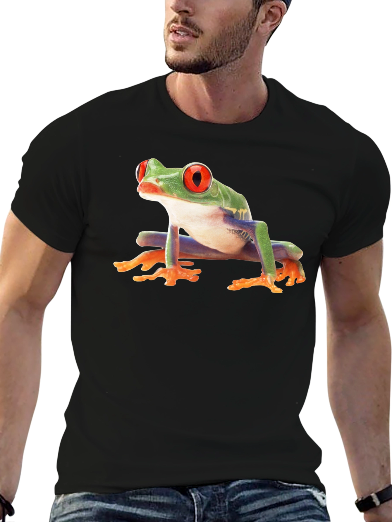 Black T-Shirt with Frog Print