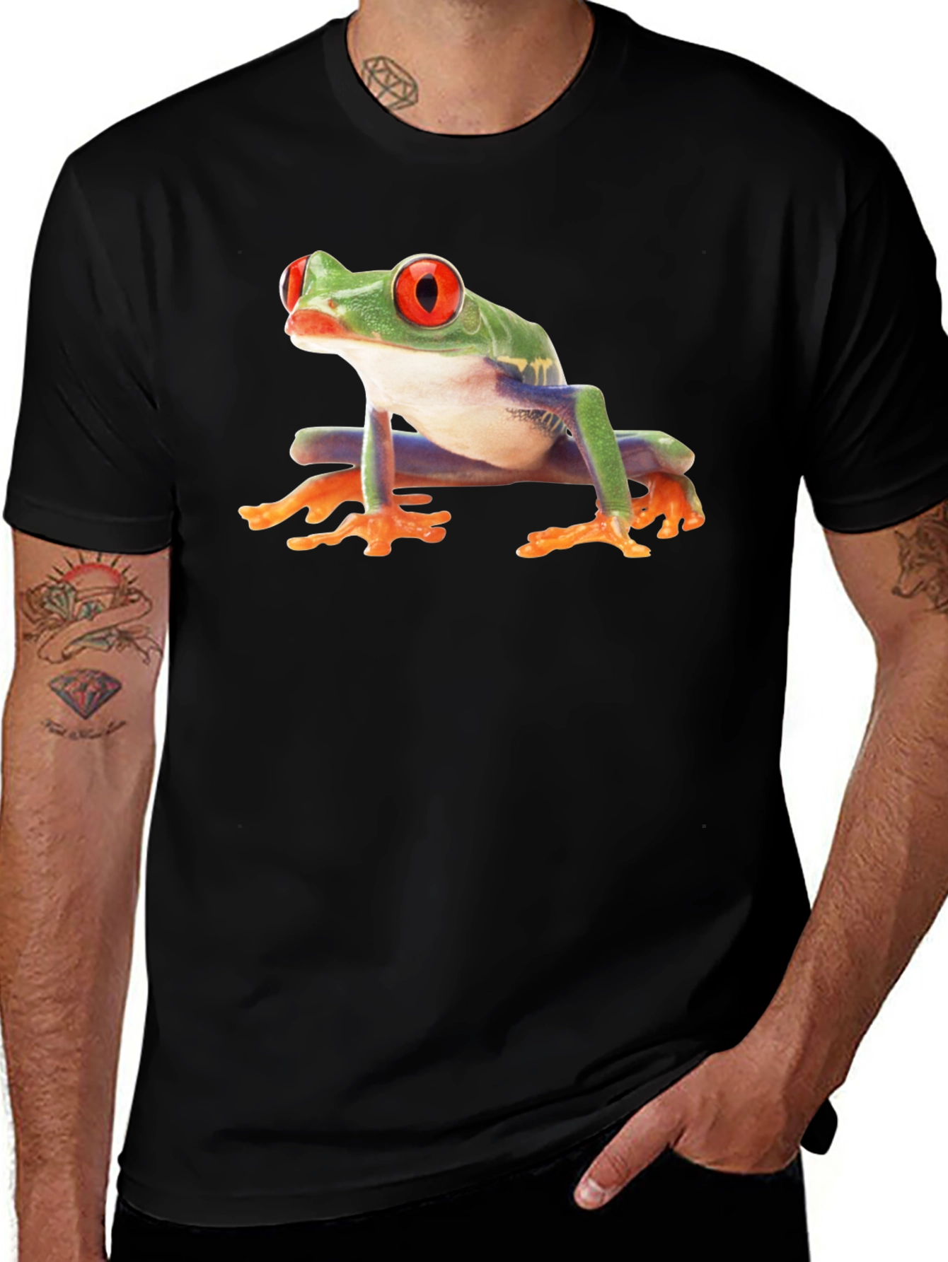 Black T-Shirt with Frog Print