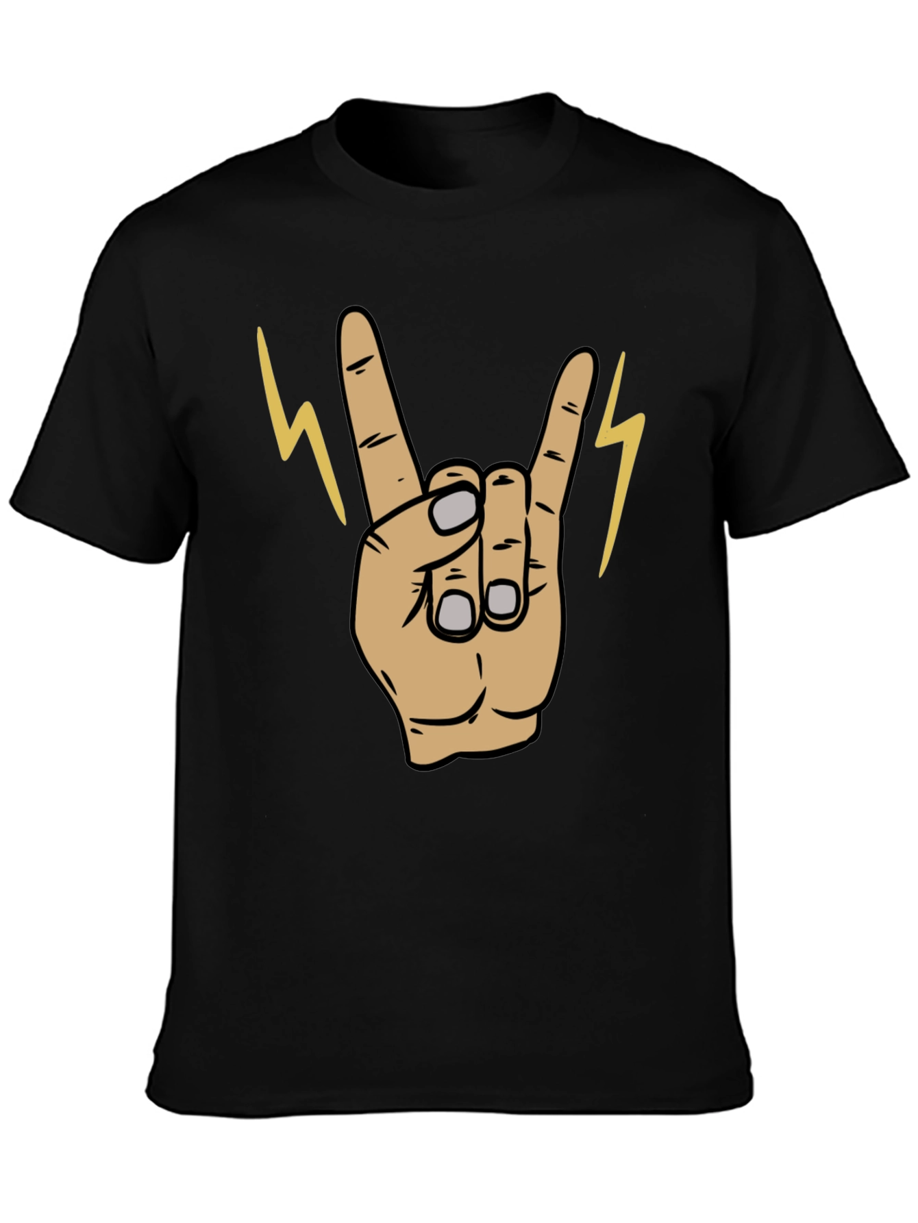 Rock On! Graphic Print Mens Black T-Shirt