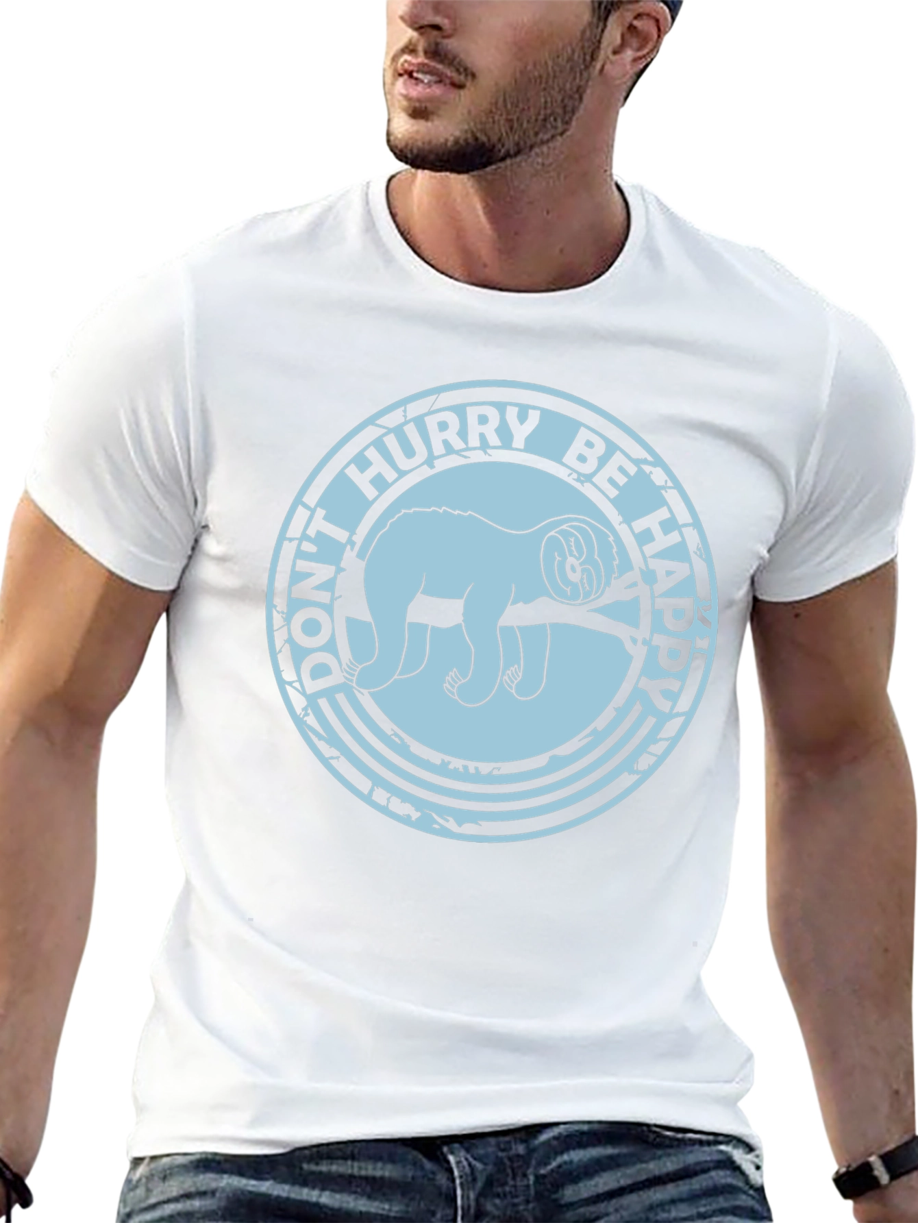 Dont Hurry Be Happy Sloth Graphic T-Shirt