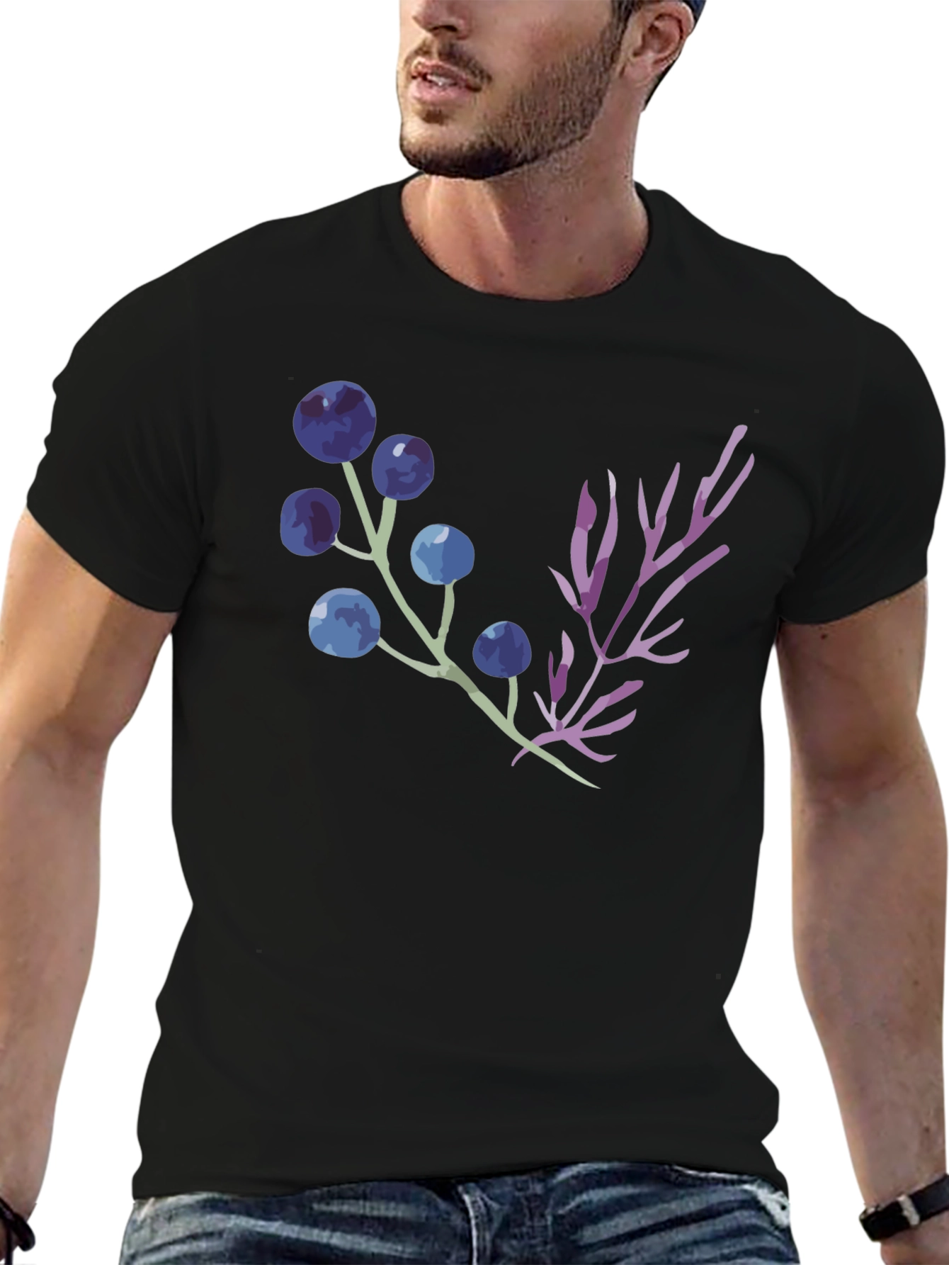 Nature Inspired Graphic Tee -  Black Cotton Blend
