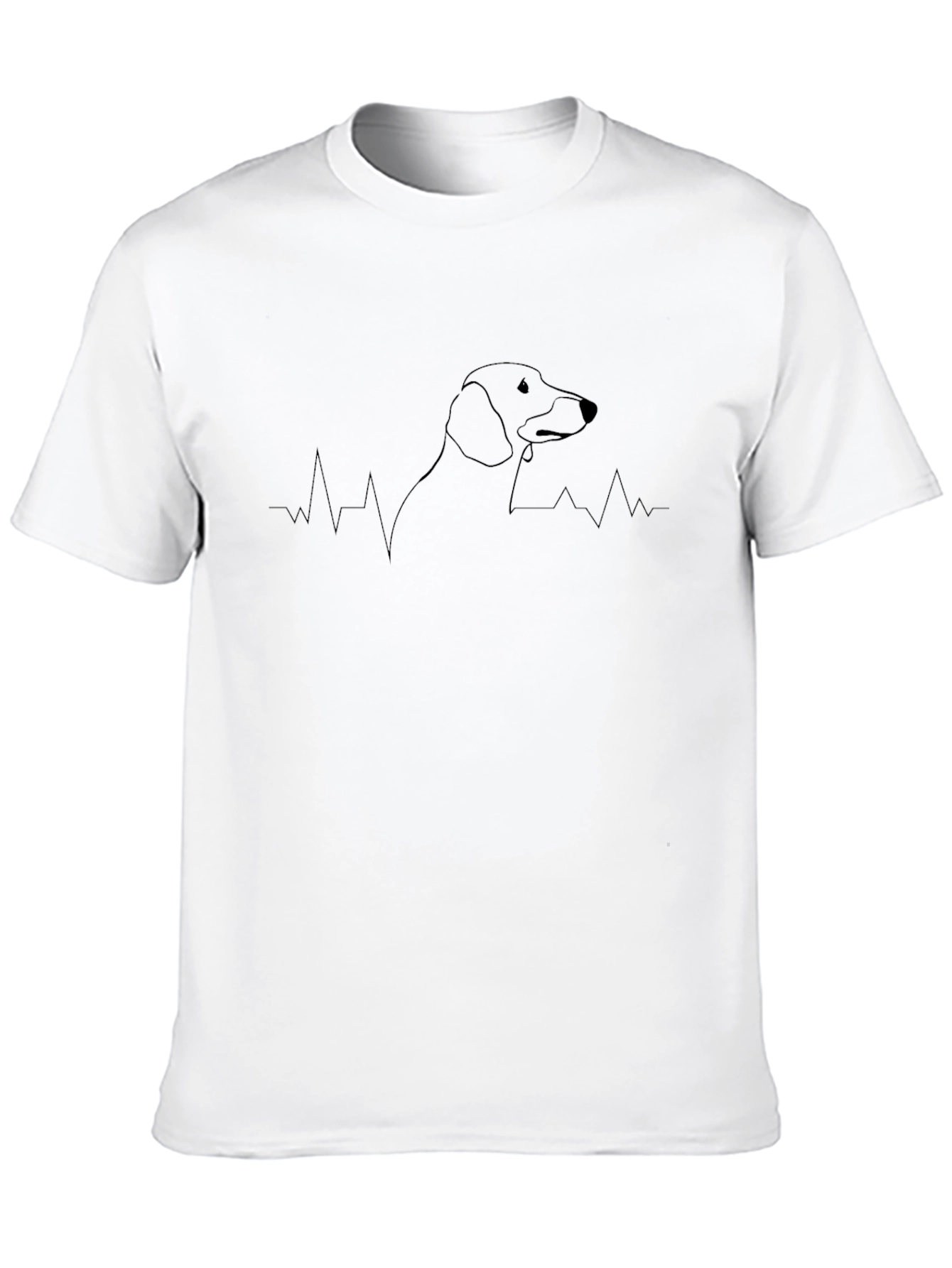 Dachshund Heartbeat T-Shirt - Black Line Art