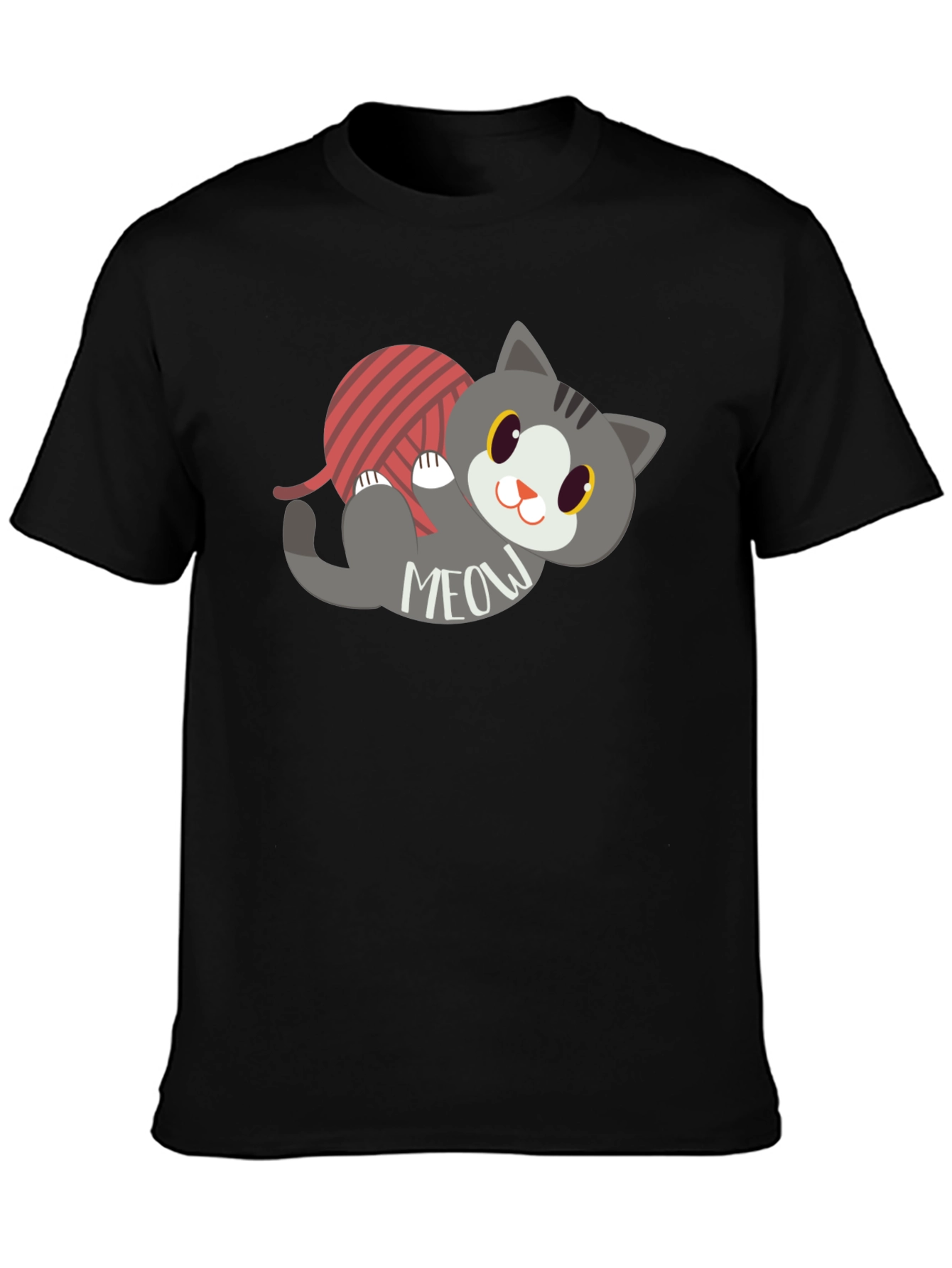Cute Meow Cat T-Shirt - Yarn Ball Fun!