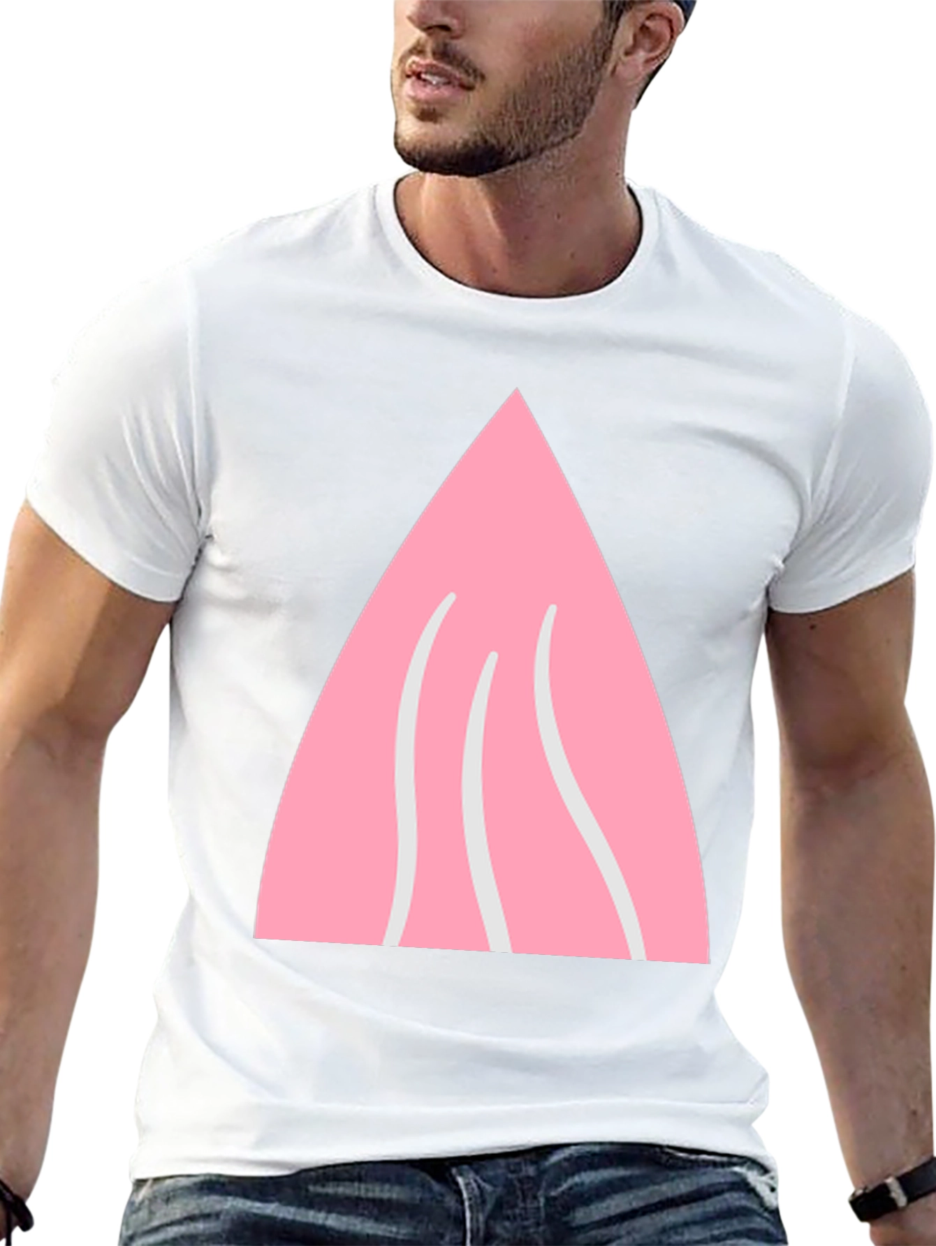 Pink Triangle Graphic Black T-Shirt