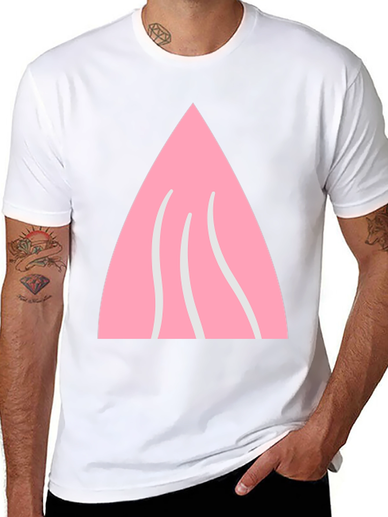Pink Triangle Graphic Black T-Shirt