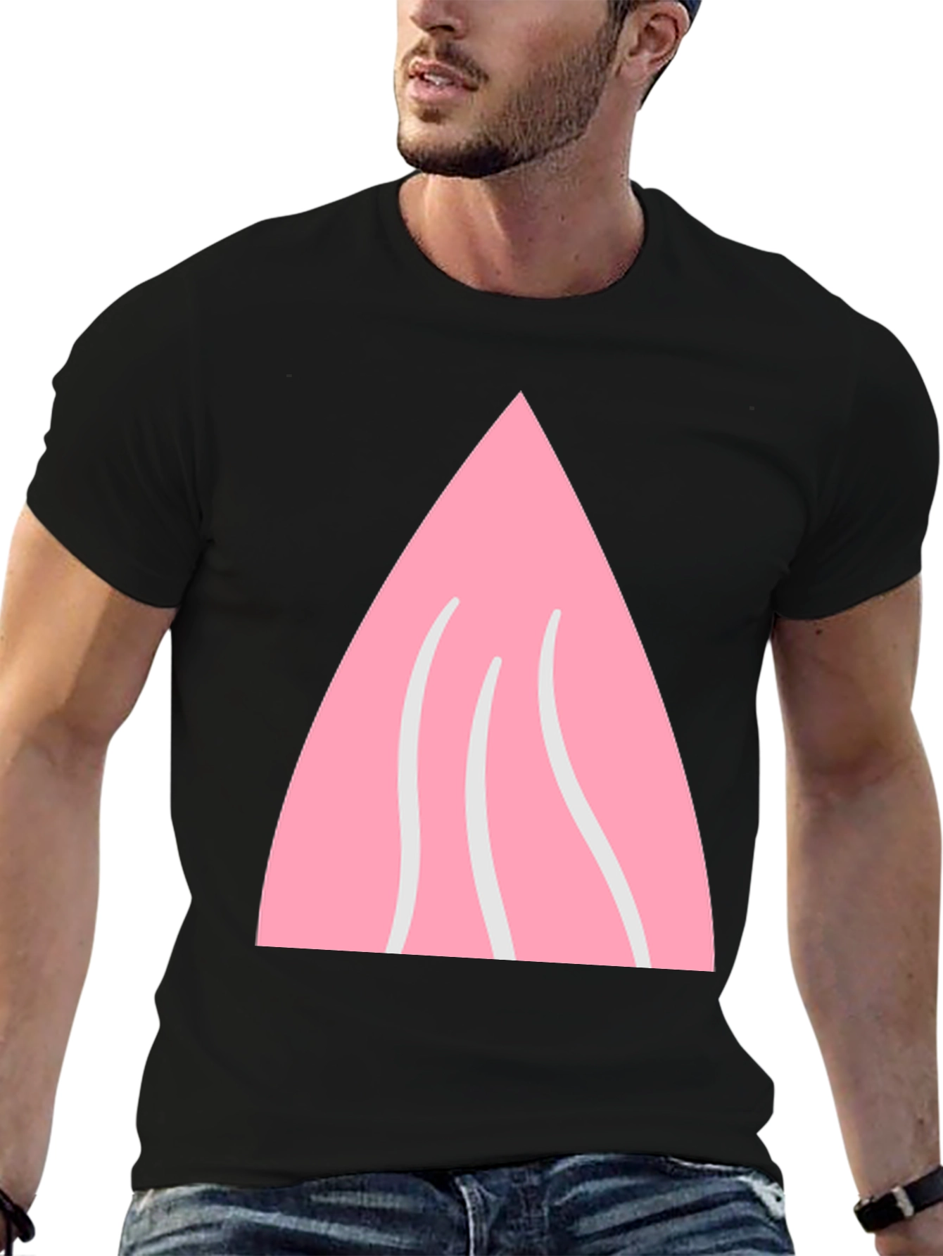 Pink Triangle Graphic Black T-Shirt