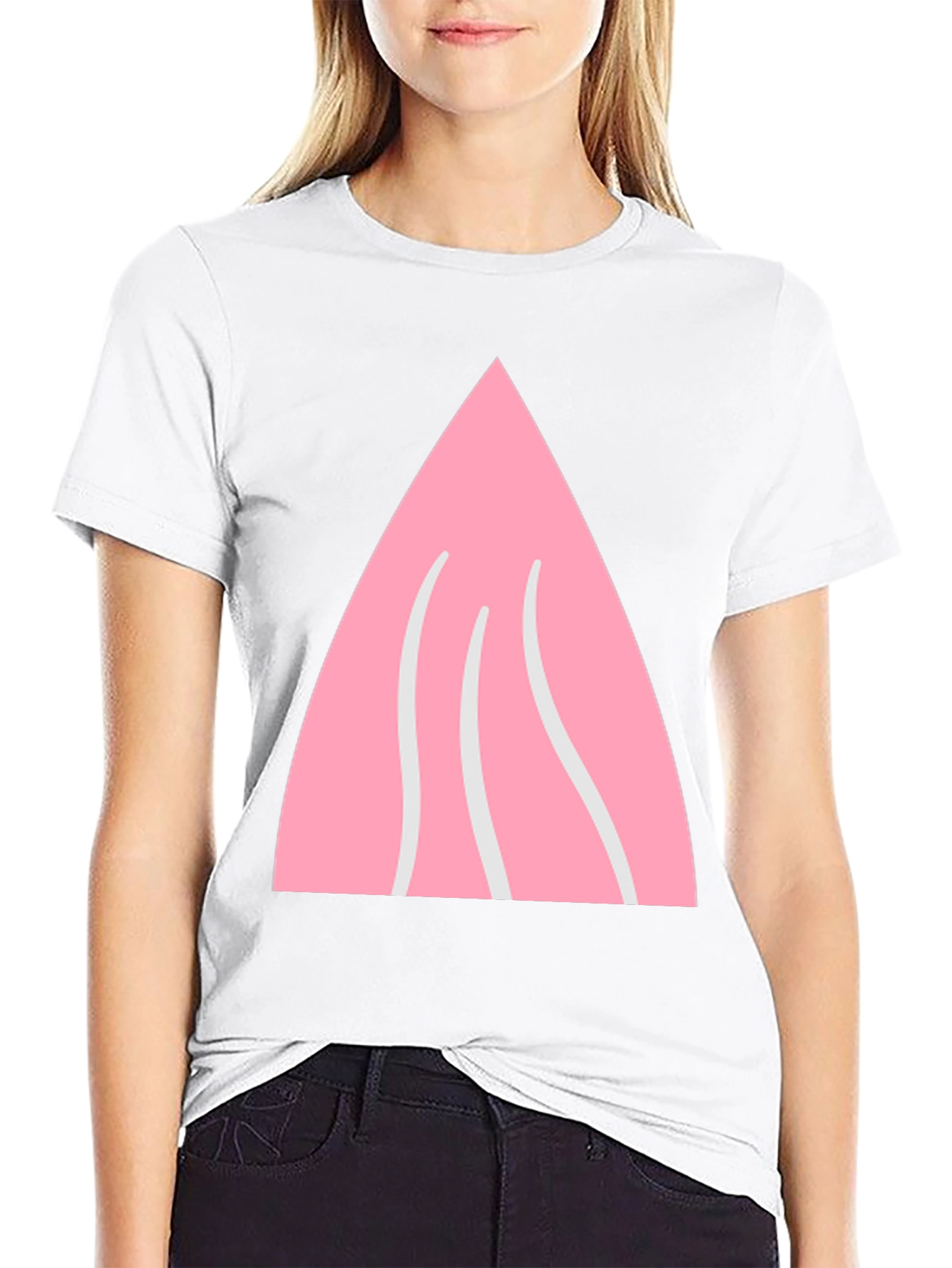 Pink Triangle Graphic Black T-Shirt
