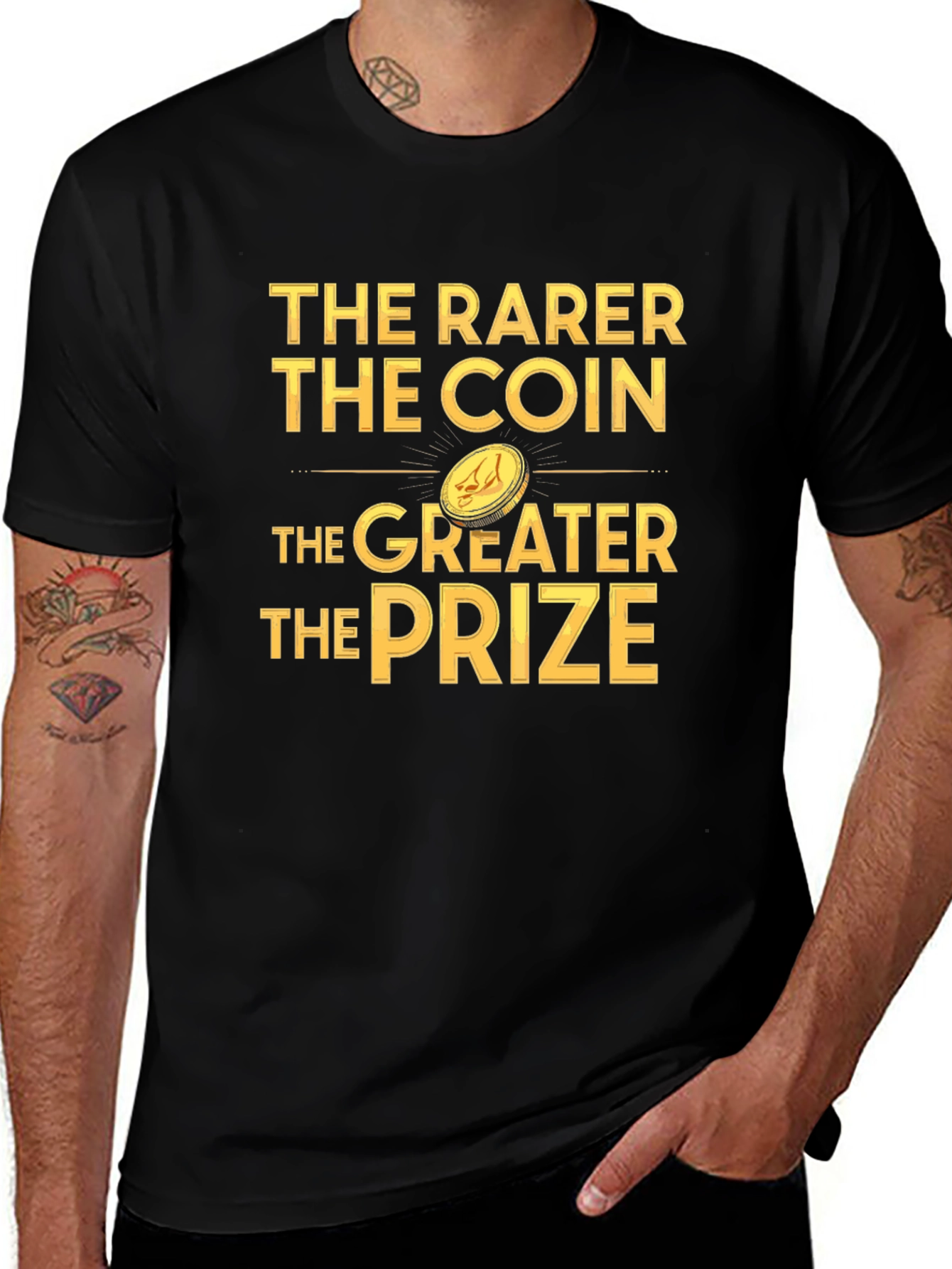 The Rarer The Coin Black Graphic T-Shirt