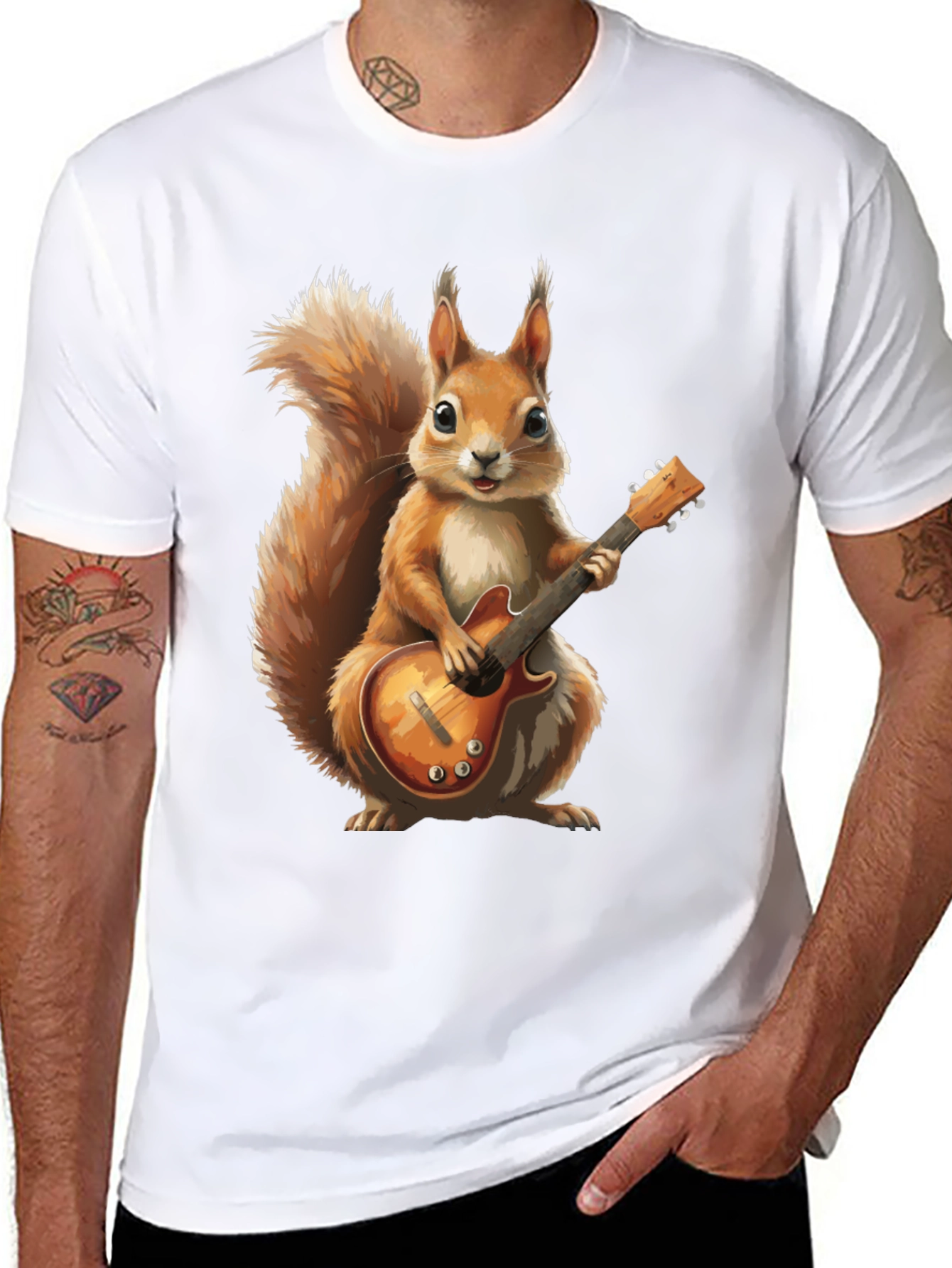 Squirrel Guitarist Graphic T-Shirt