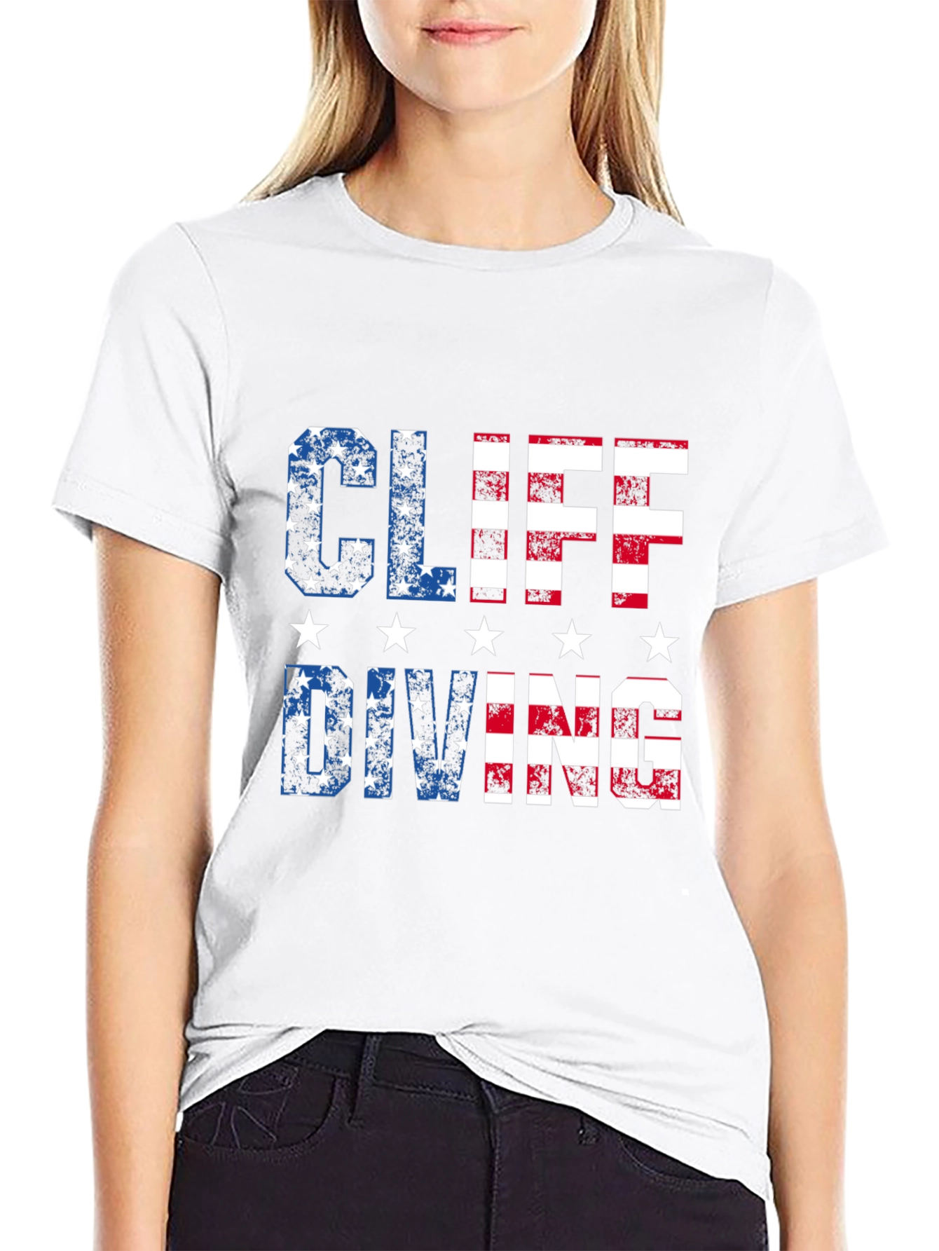 Cliff Diving USA Flag T-Shirt
