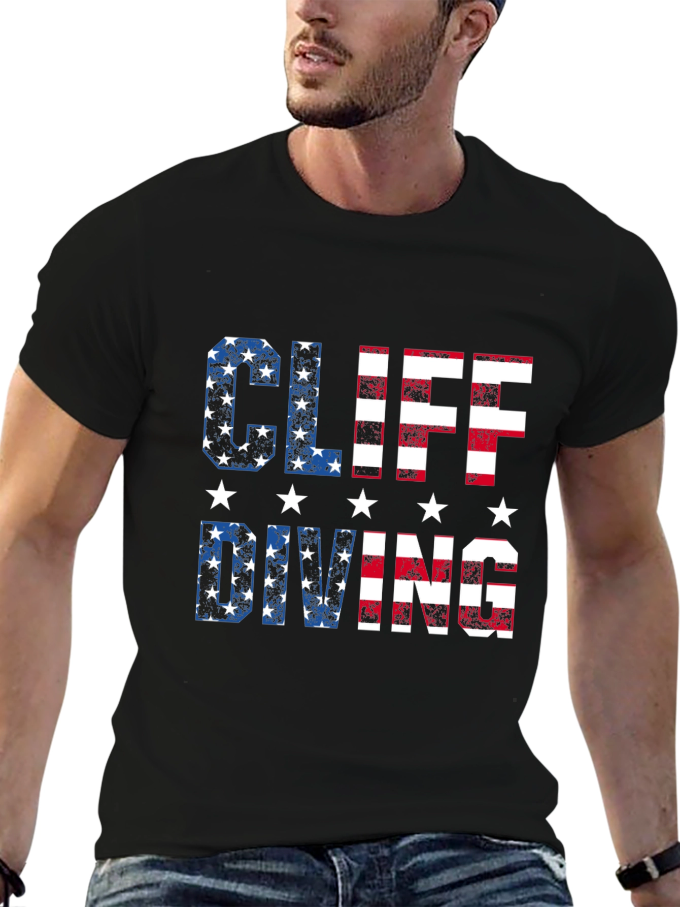 Cliff Diving USA Flag T-Shirt