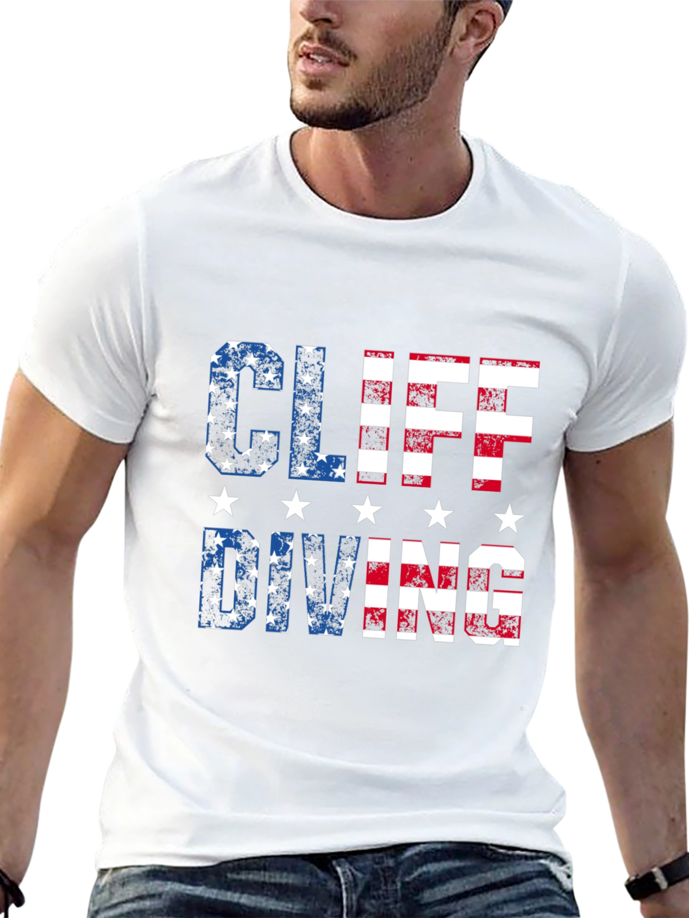 Cliff Diving USA Flag T-Shirt