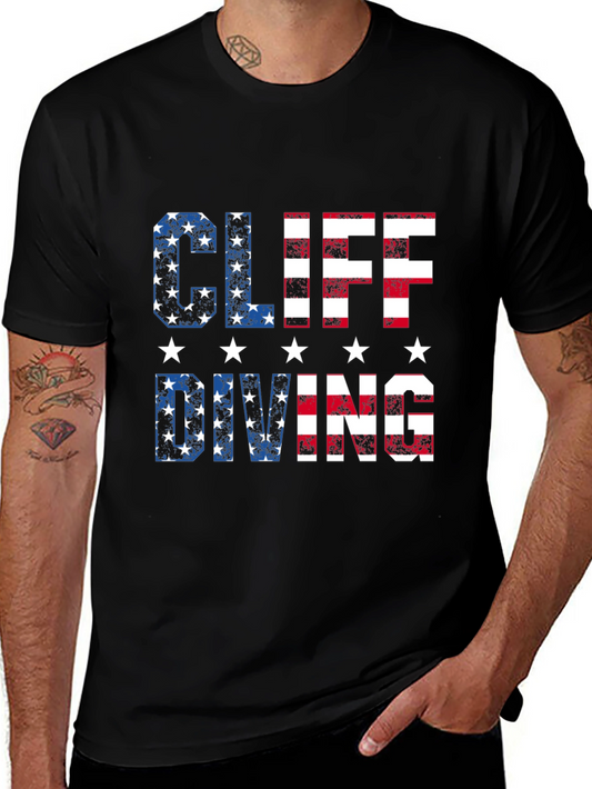 Cliff Diving USA Flag T-Shirt