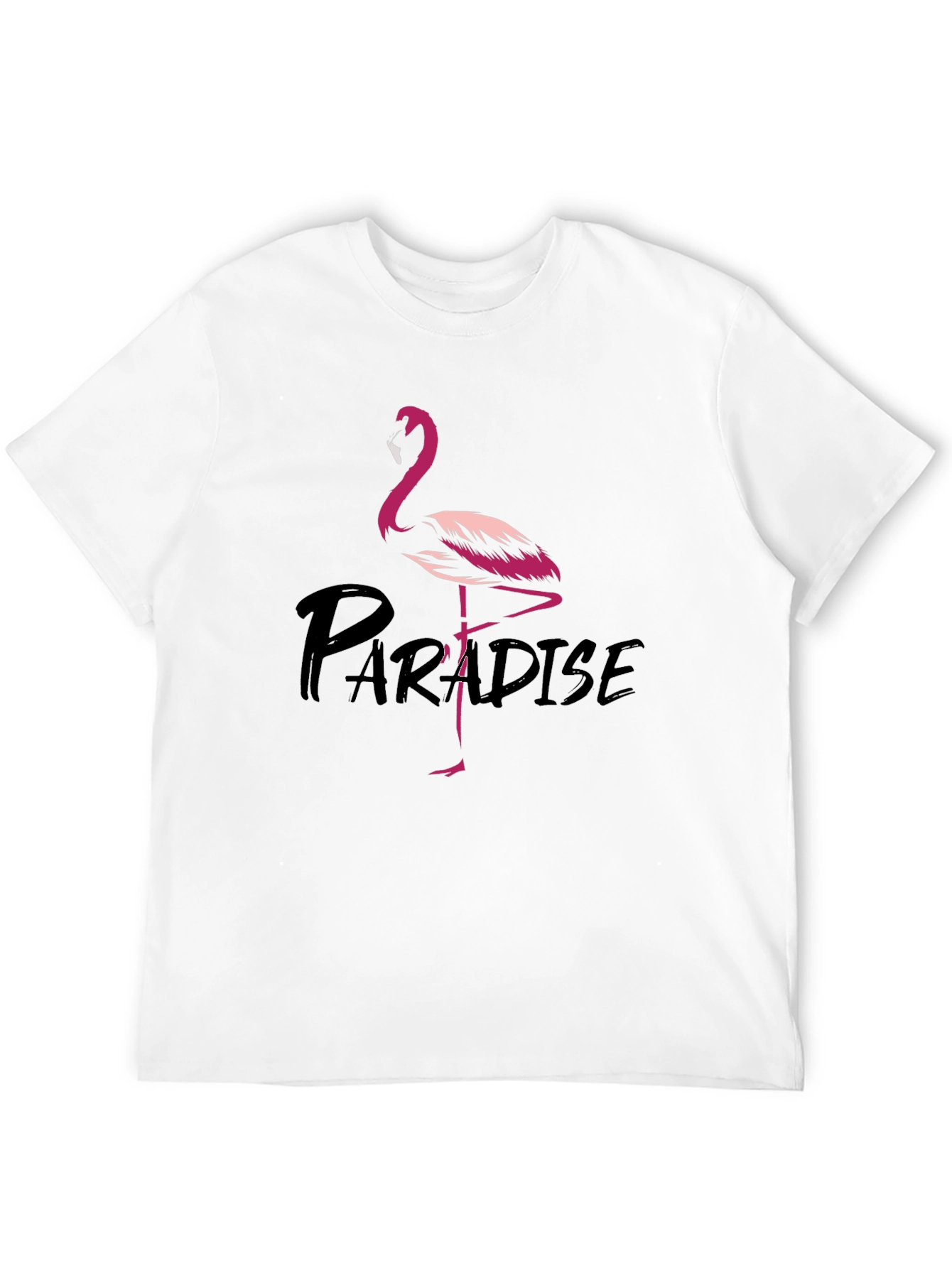 Flamingo Paradise Graphic Tee - Black Cotton T-Shirt
