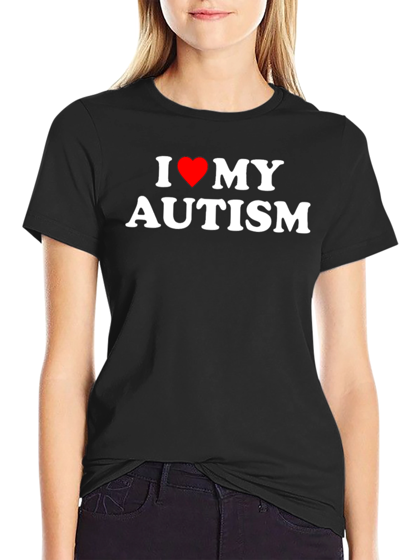 I Love My Autism Black Graphic T-Shirt