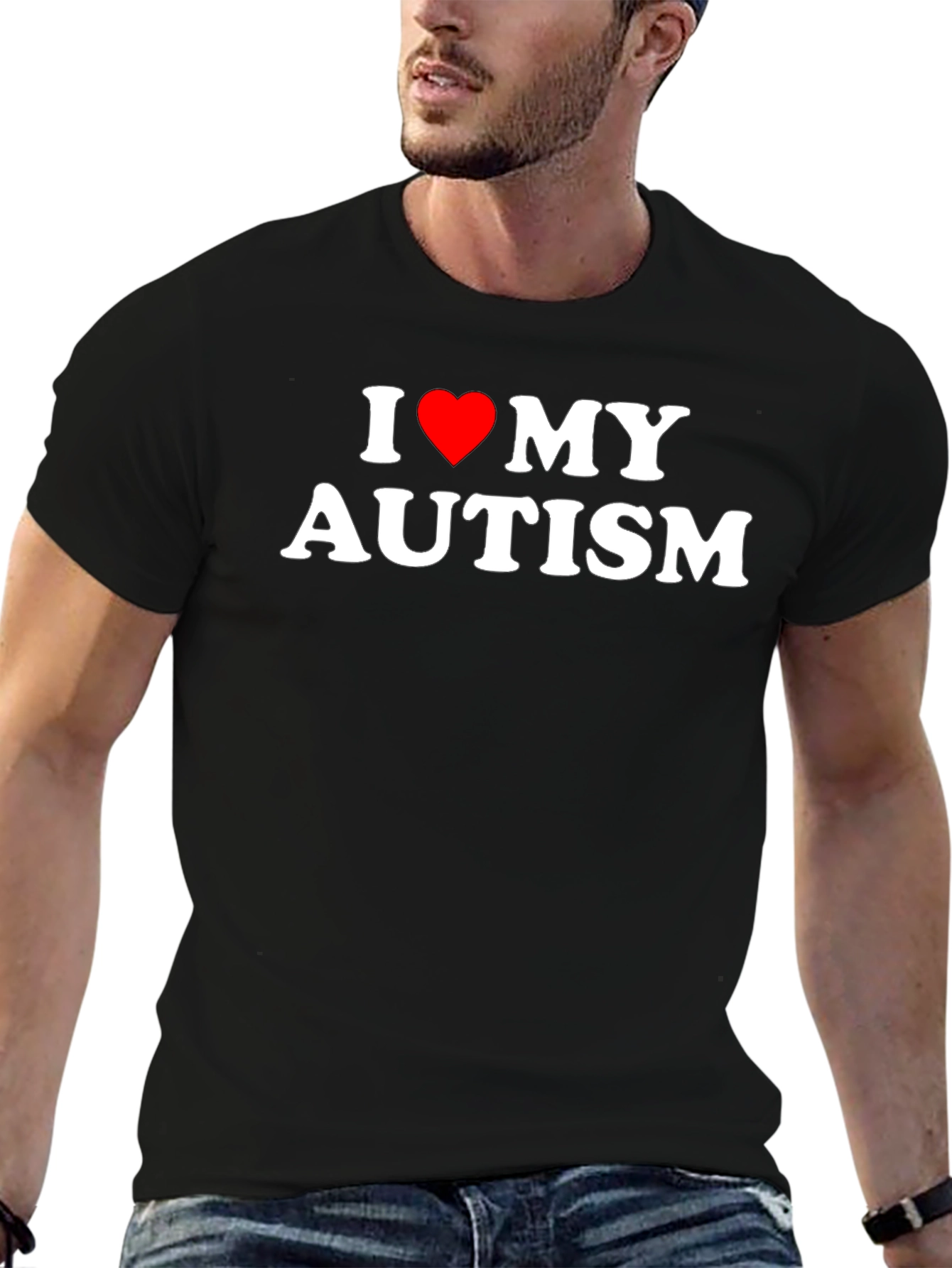 I Love My Autism Black Graphic T-Shirt
