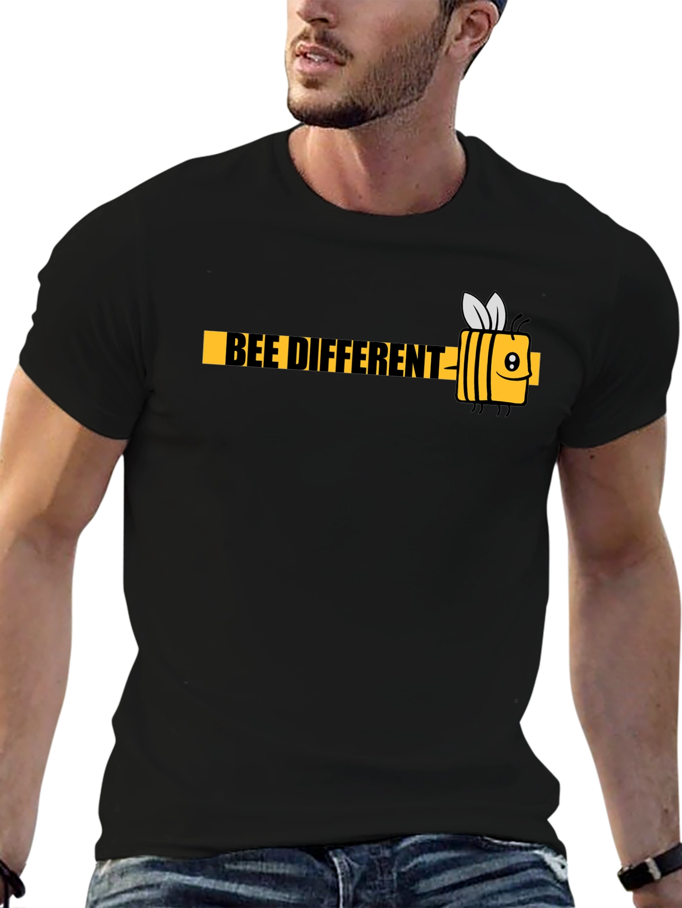 Bee Different Black Graphic T-Shirt - Mens
