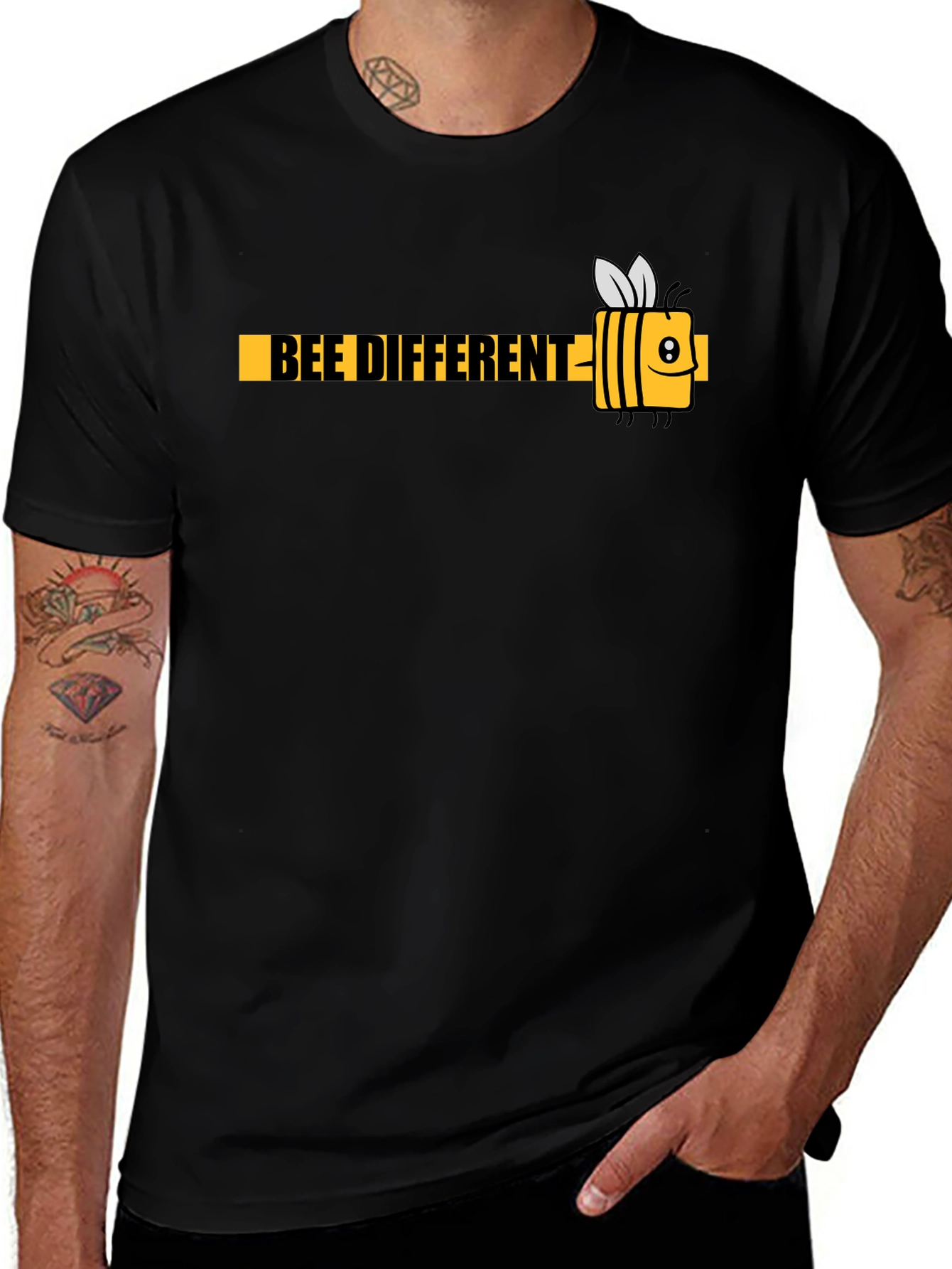 Bee Different Black Graphic T-Shirt - Mens