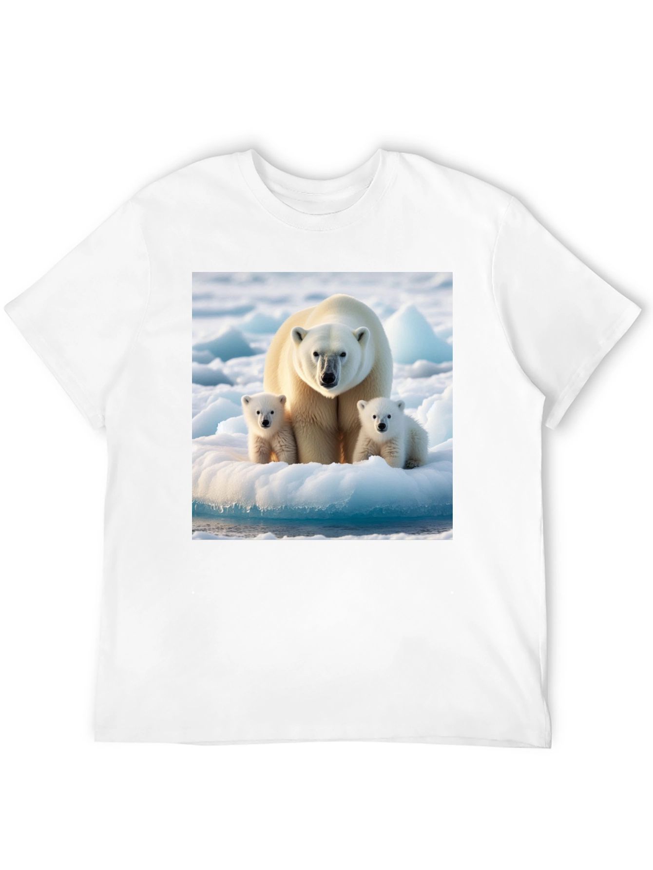 Polar Bear Family Graphic Tee - Black Cotton