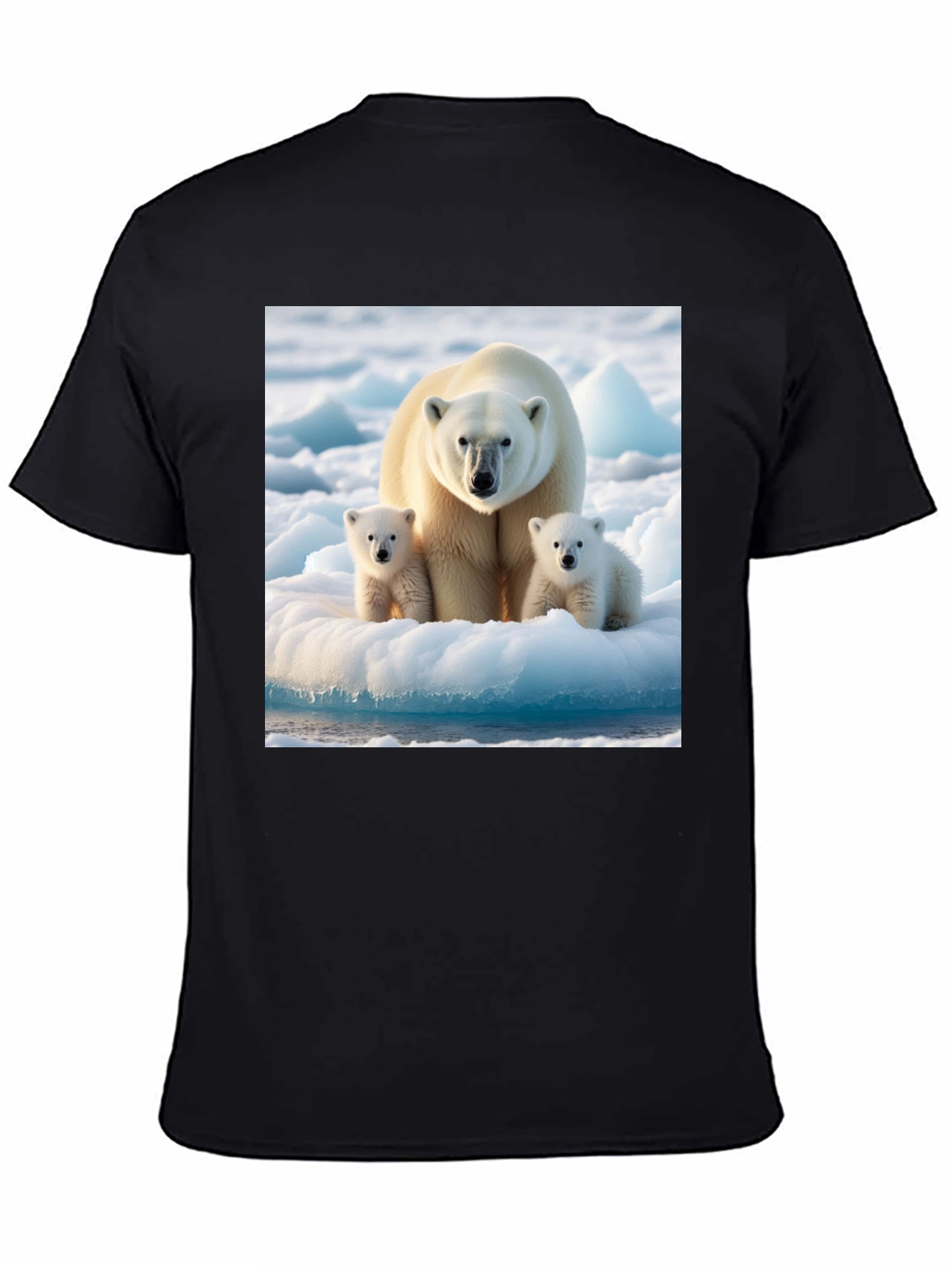 Polar Bear Family Graphic Tee - Black Cotton