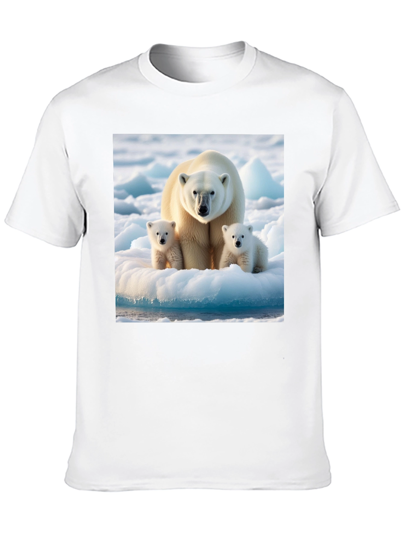 Polar Bear Family Graphic Tee - Black Cotton