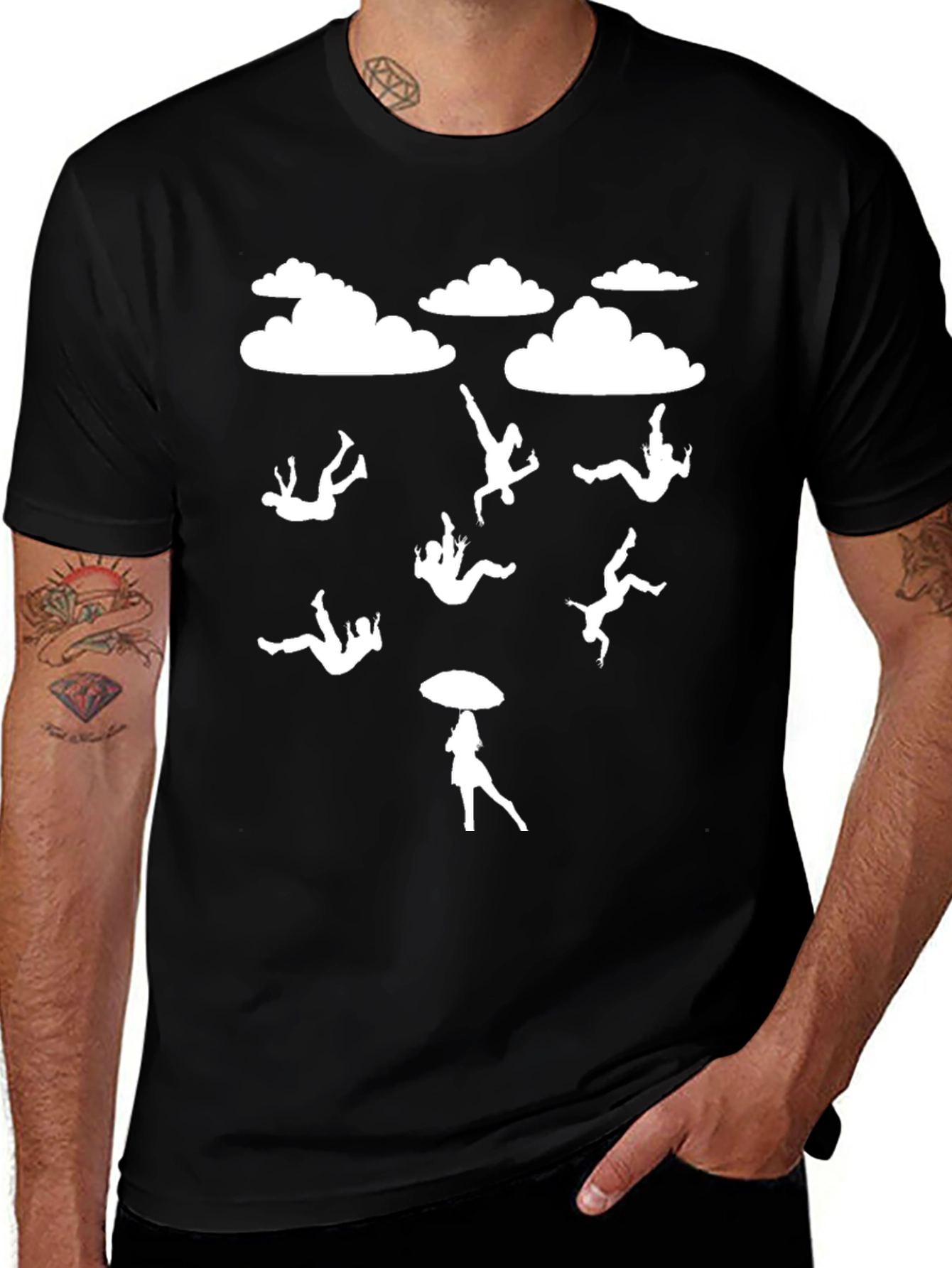 Raining People Black Graphic Tee Shirt