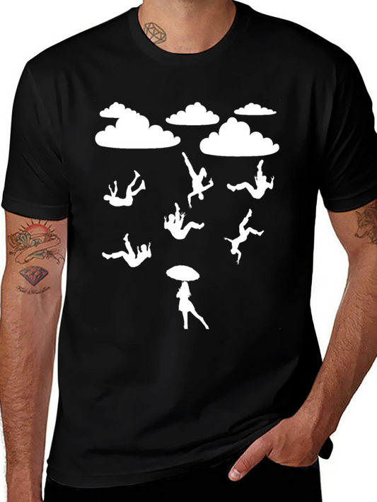 Raining People Black Graphic Tee Shirt
