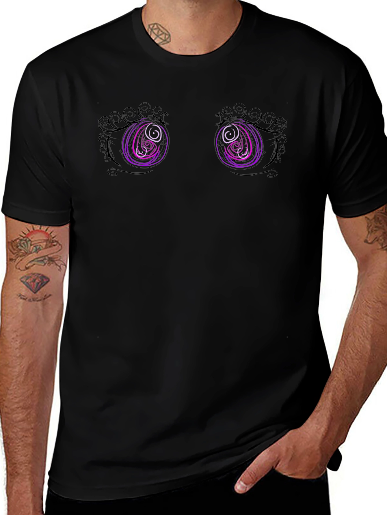 Hypnotic Eyes Graphic T-Shirt - Black