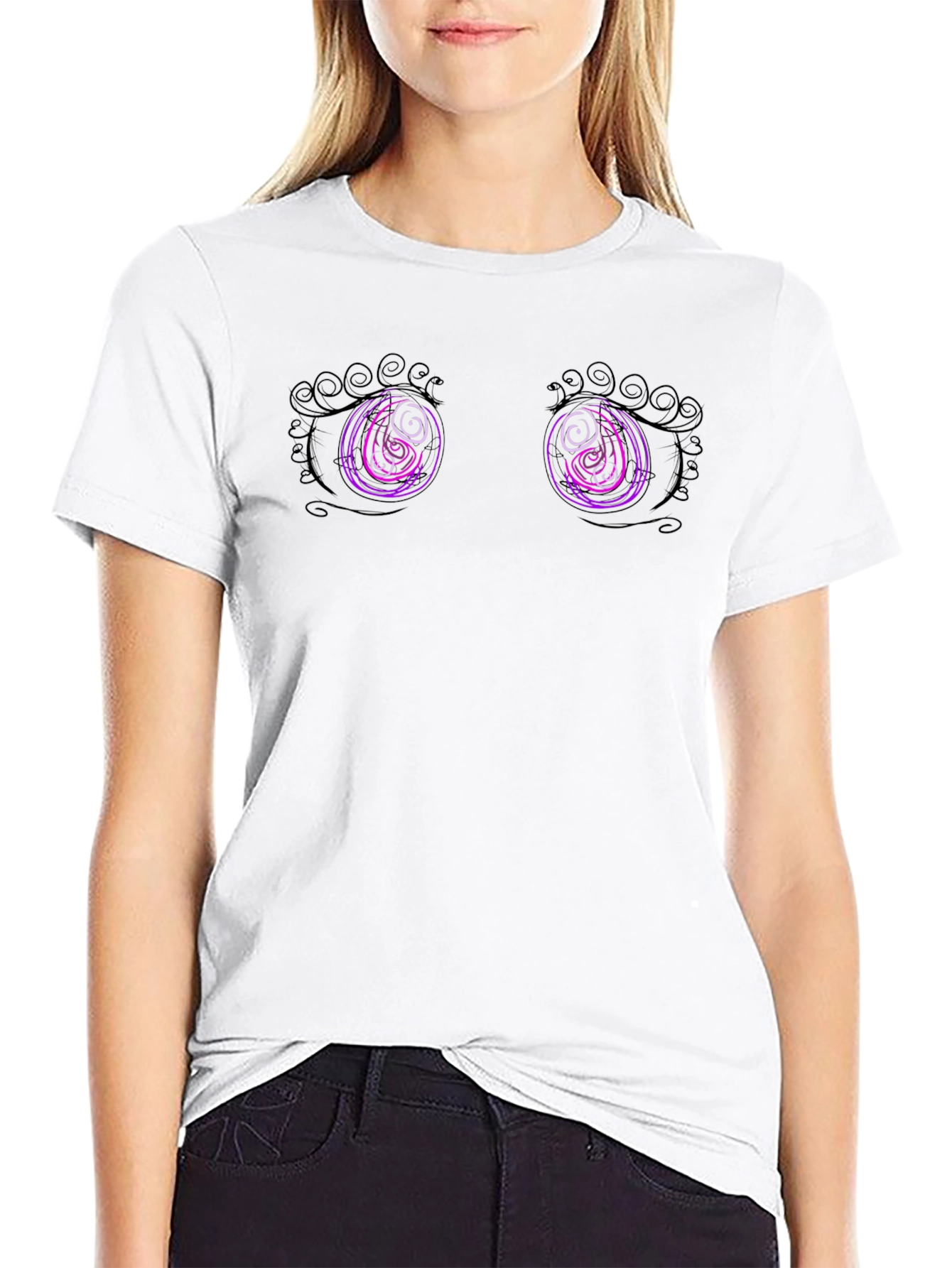 Hypnotic Eyes Graphic T-Shirt - Black